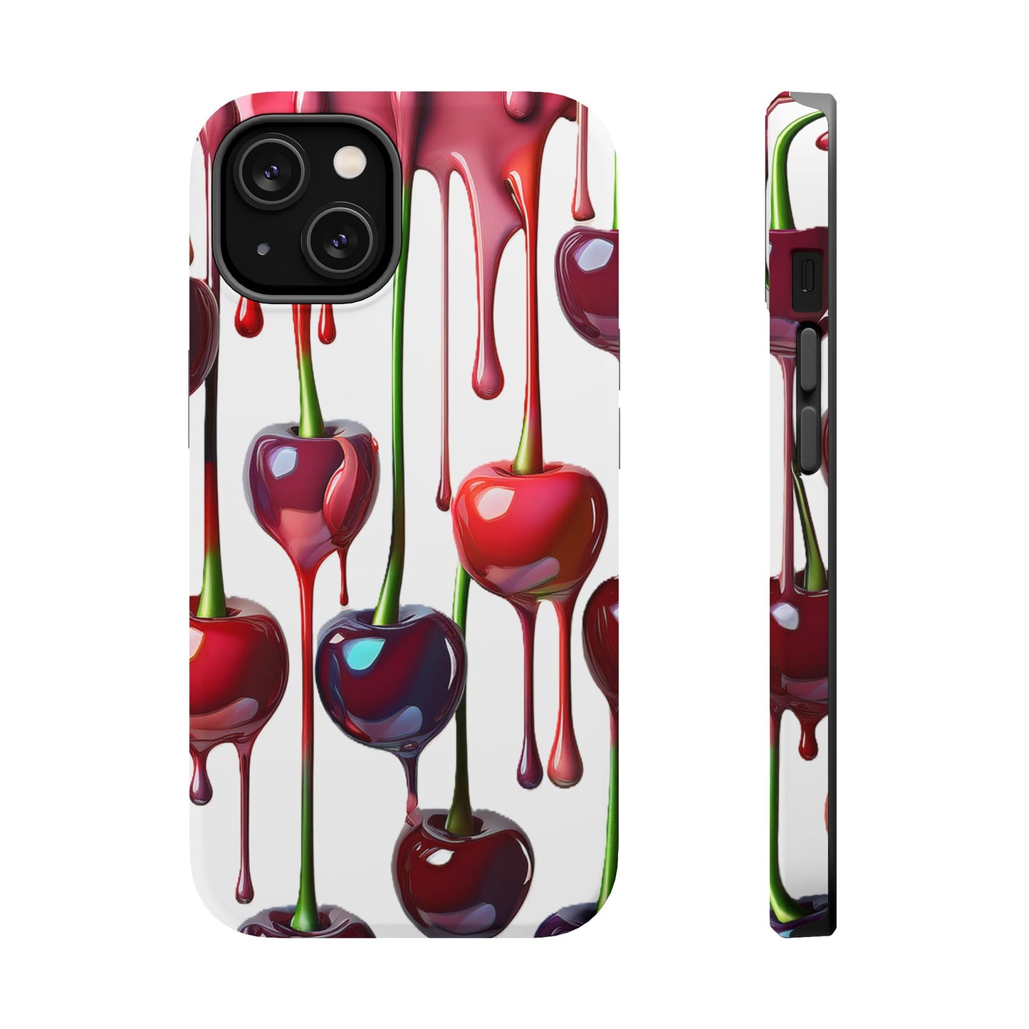Dripping Cherry Phone Case - Cherry Design, White iPhone Magnetic Phone Case