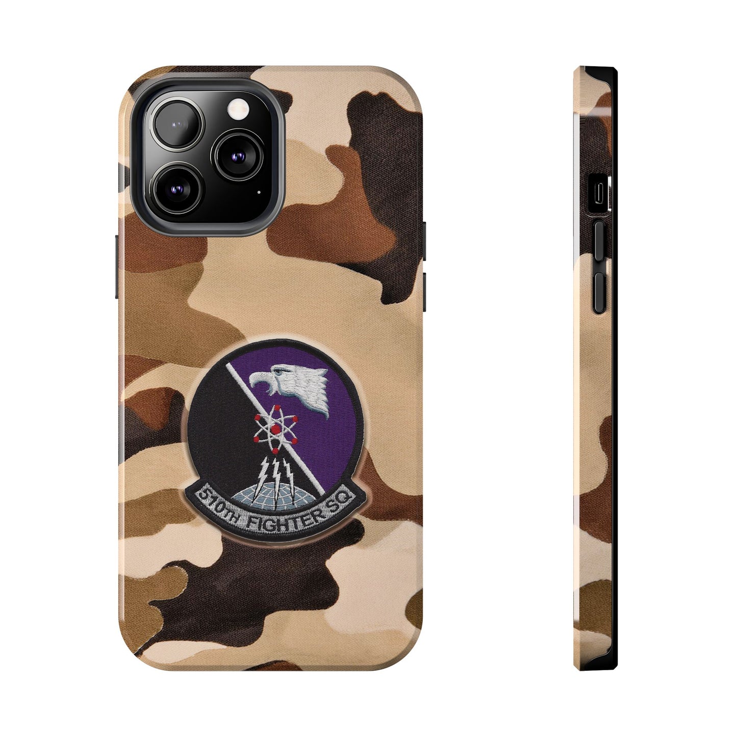 Air Force Squadron 510 iPhone Cell Phone Case, 510th Squadron Patch, Brown Camouflage