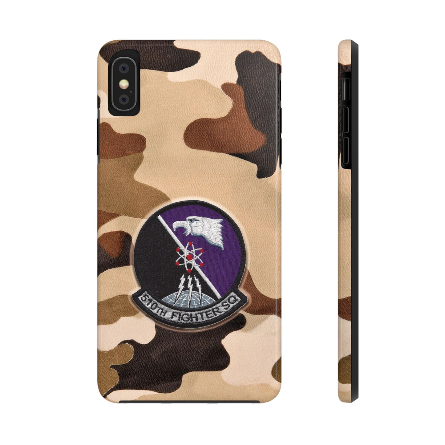 Air Force Squadron 510 iPhone Cell Phone Case, 510th Squadron Patch, Brown Camouflage