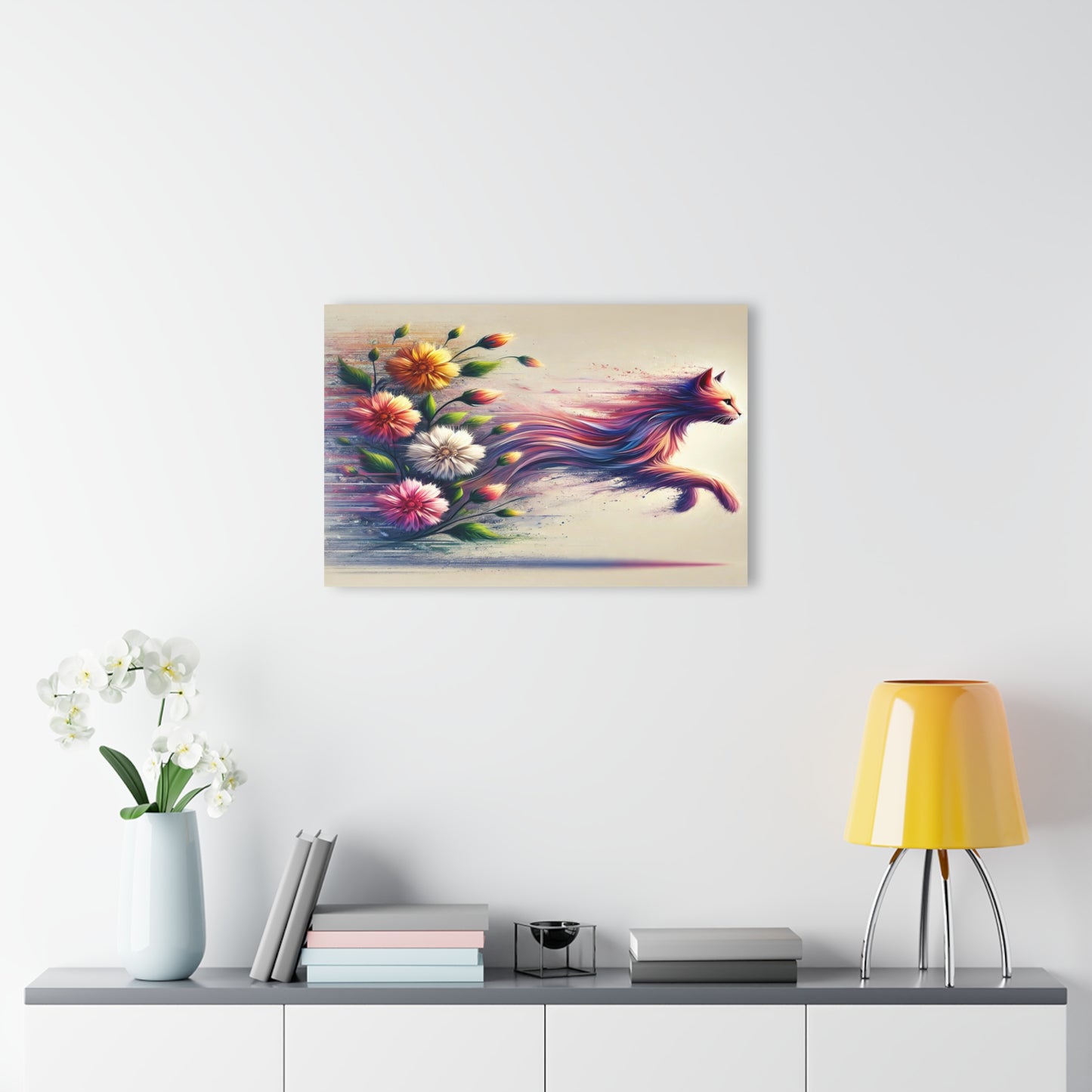 Acrylic Wall Art, One of a Kind, Floral to Cat Transformation in Ethereal Alcohol Ink Style, Vibrant and Unique Wall Art