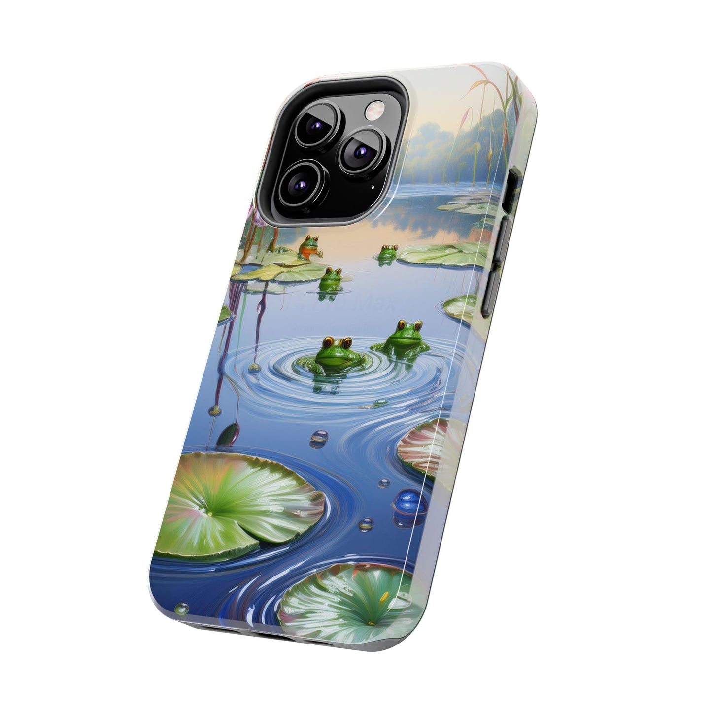 Lily Pads and Frogs Phone Case, Mountain View Raindrops Nature Scene for iPhone or Samsung Galaxy