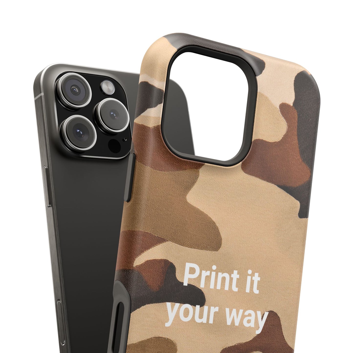 Brown Camouflage Cell Phone Case Design, Impact Resistant, Matt Finish - Customizable iPhone or Samsung Case, Protective Cover, Hard Shell,