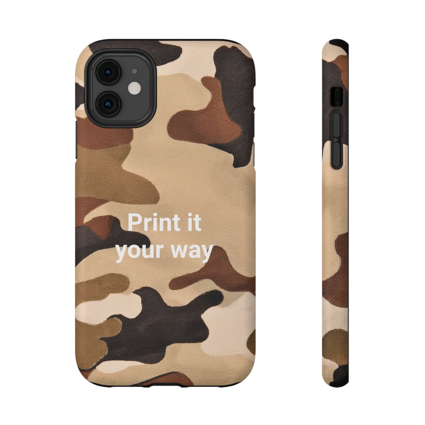 Brown Camouflage Cell Phone Case Design, Impact Resistant, Matt Finish - Customizable iPhone or Samsung Case, Protective Cover, Hard Shell,