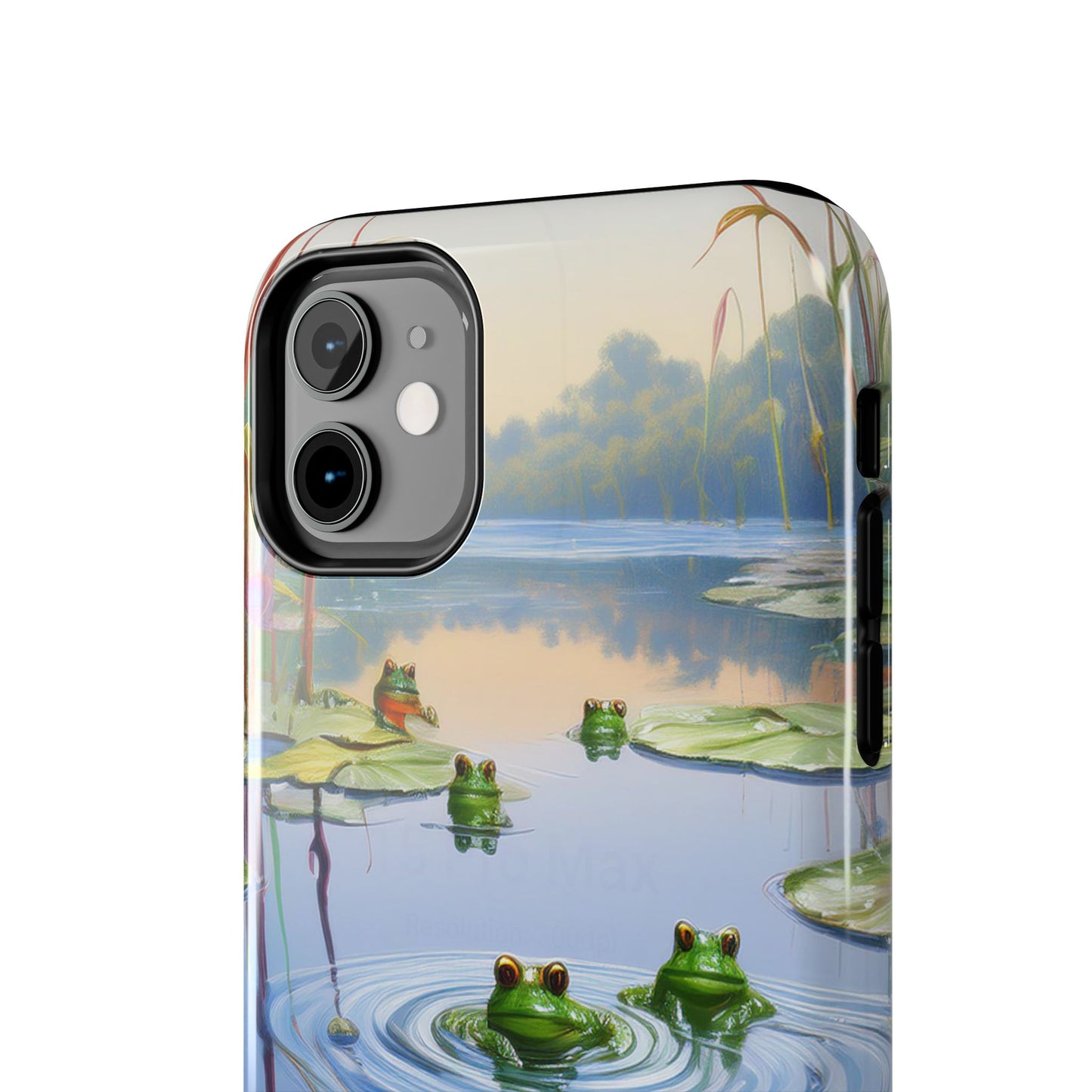 Lily Pads and Frogs Phone Case, Mountain View Raindrops Nature Scene for iPhone or Samsung Galaxy