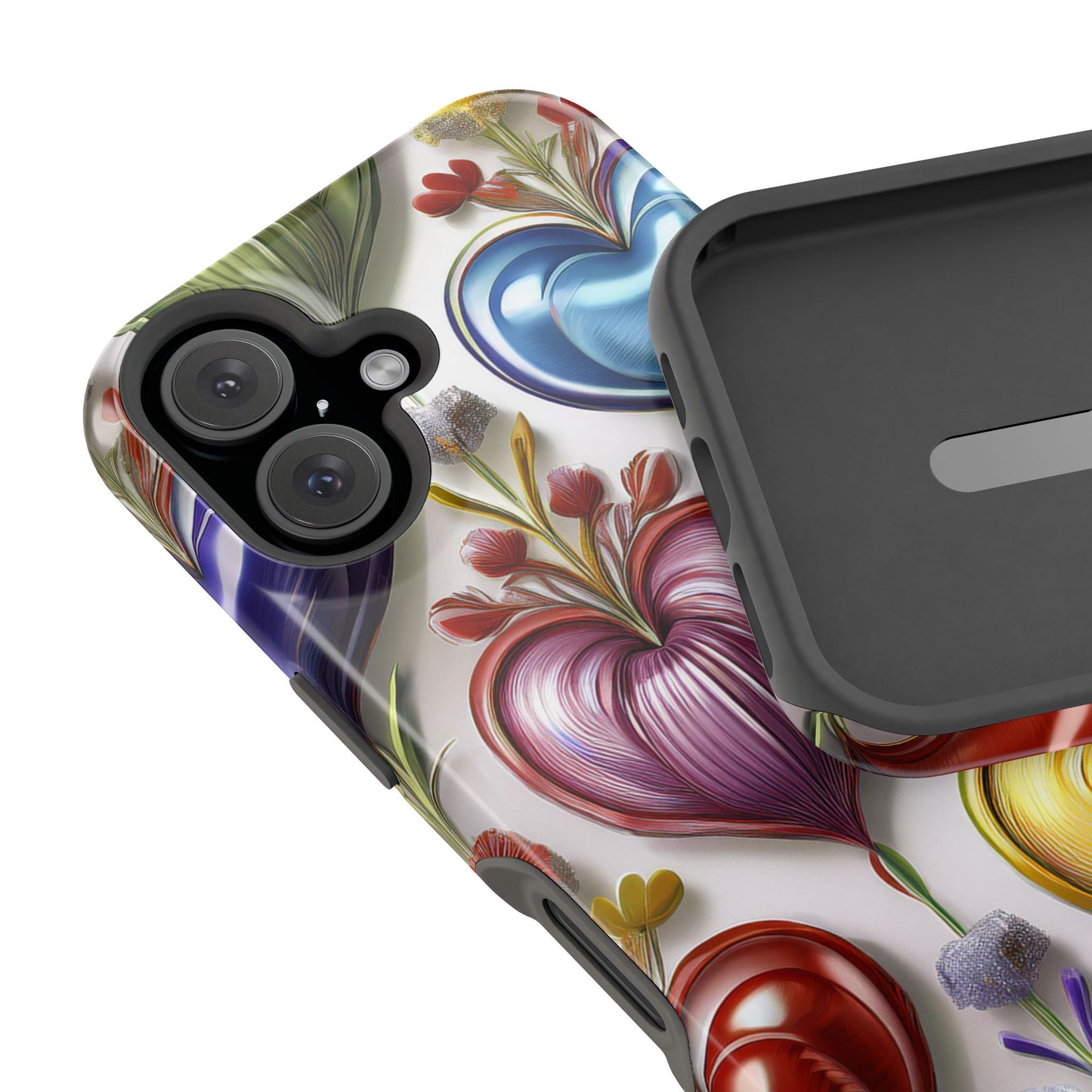 iPhone MagSafe Hearts and Flowers Phone Case, Luxury Mobil Case