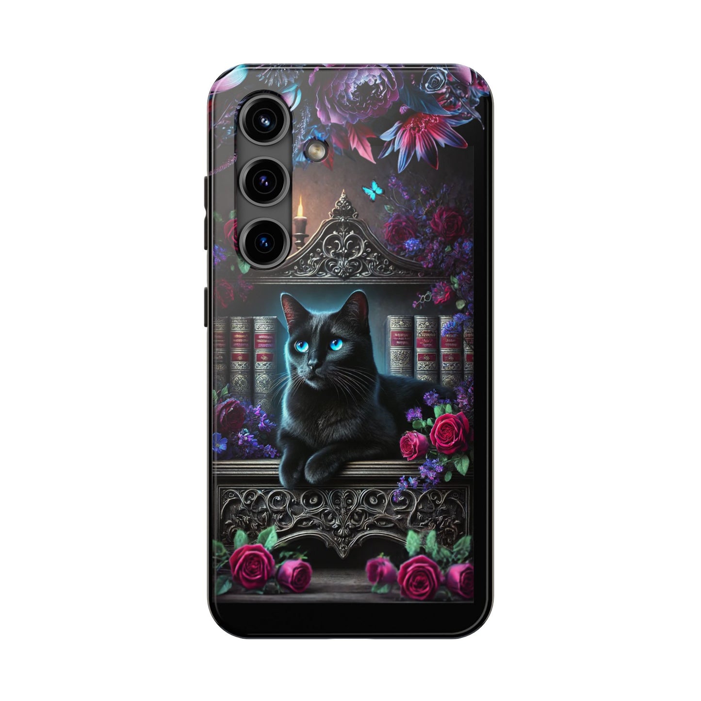 iPhone, Samsung Galaxy Cell Phone Black Cat Bookcase Design