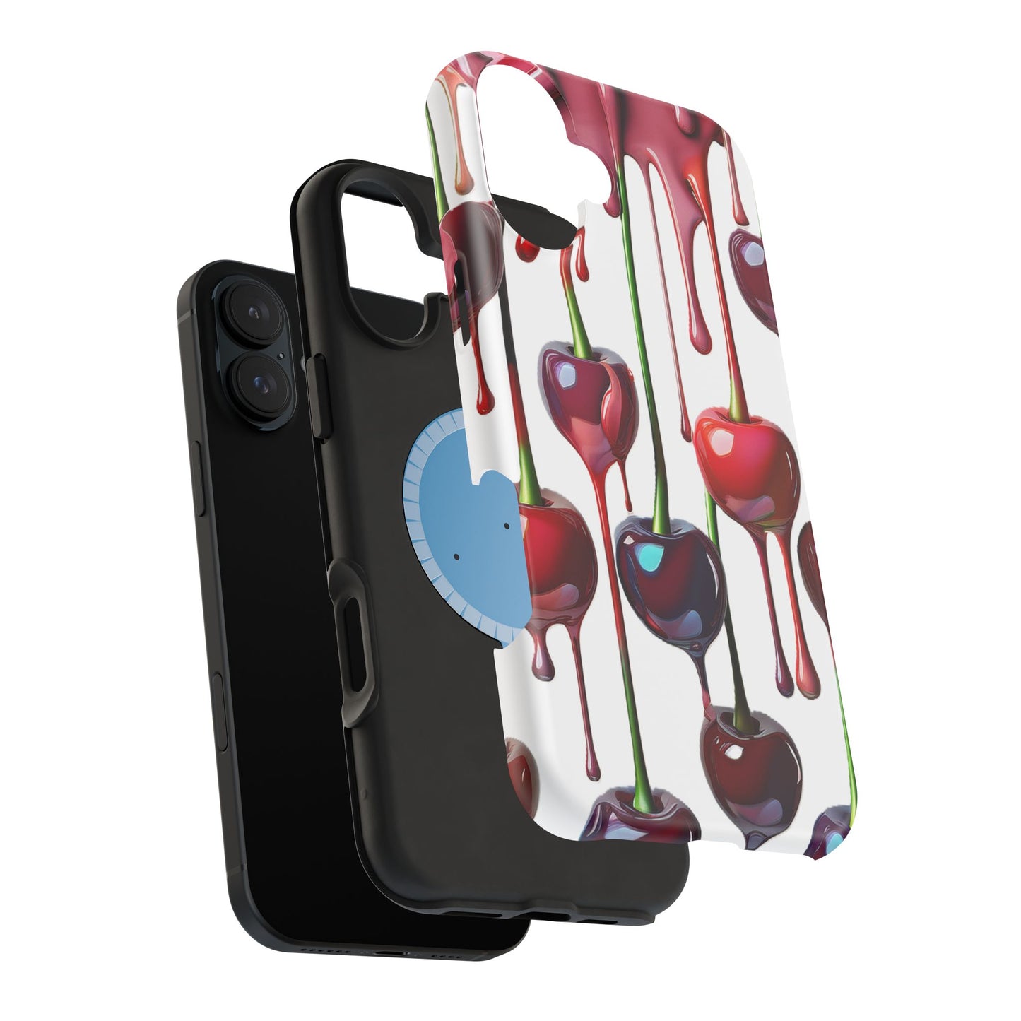 Dripping Cherry Phone Case - Cherry Design, White iPhone Magnetic Phone Case