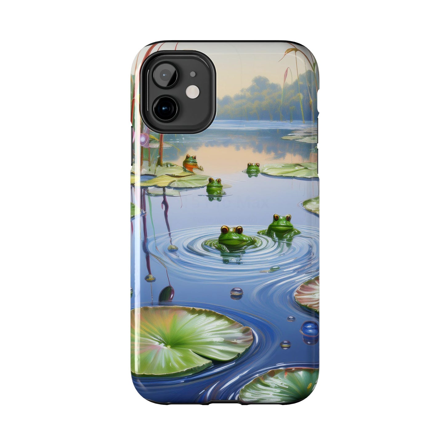 Lily Pads and Frogs Phone Case, Mountain View Raindrops Nature Scene for iPhone or Samsung Galaxy