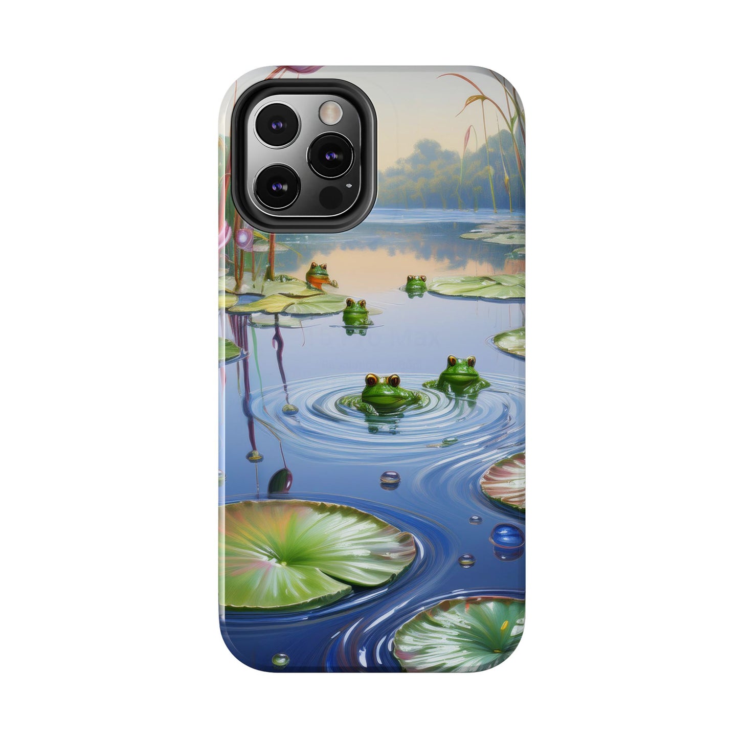 Lily Pads and Frogs Phone Case, Mountain View Raindrops Nature Scene for iPhone or Samsung Galaxy