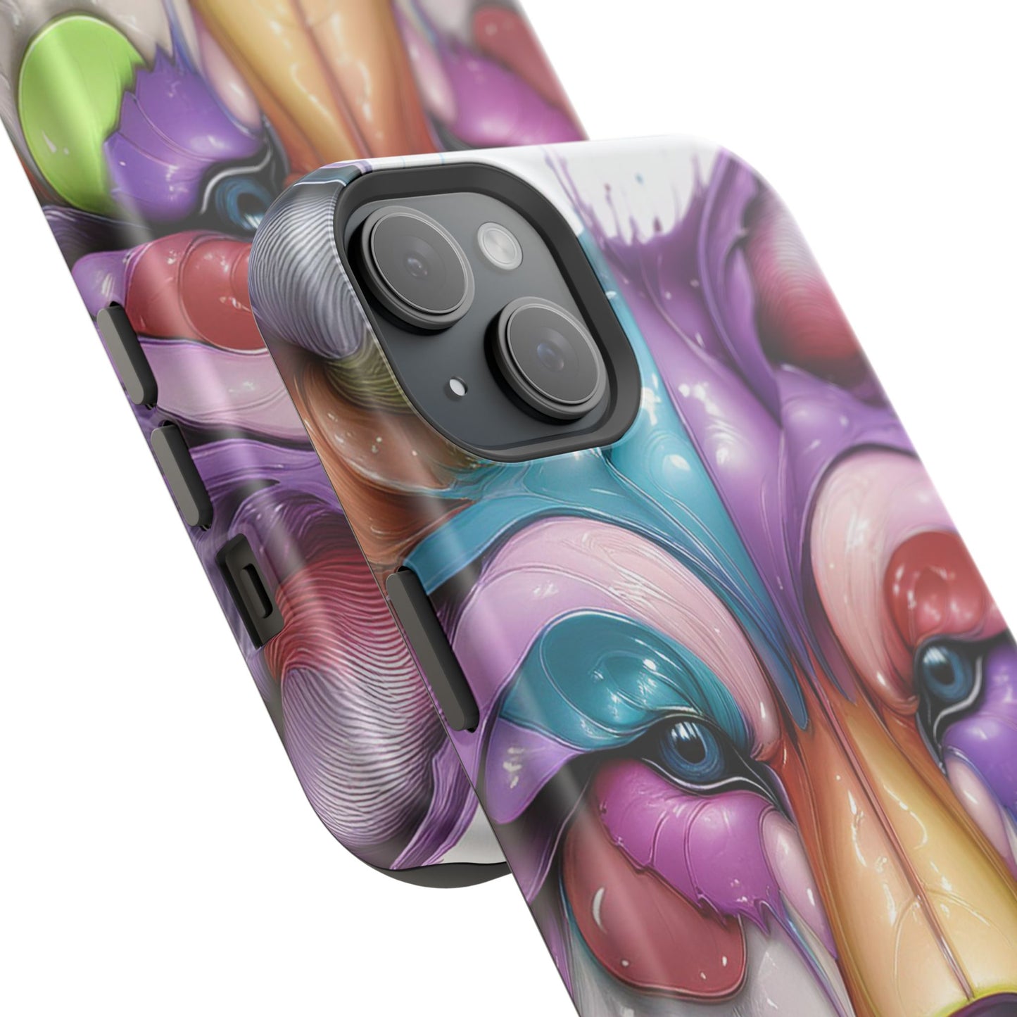 MagSafe iPhone Case with Vibrant Wolf Design, Unique Trending Phone Case, Edgy Colored Wolf Art for iPhone 16, 15, 14, 13 Pro & Plus