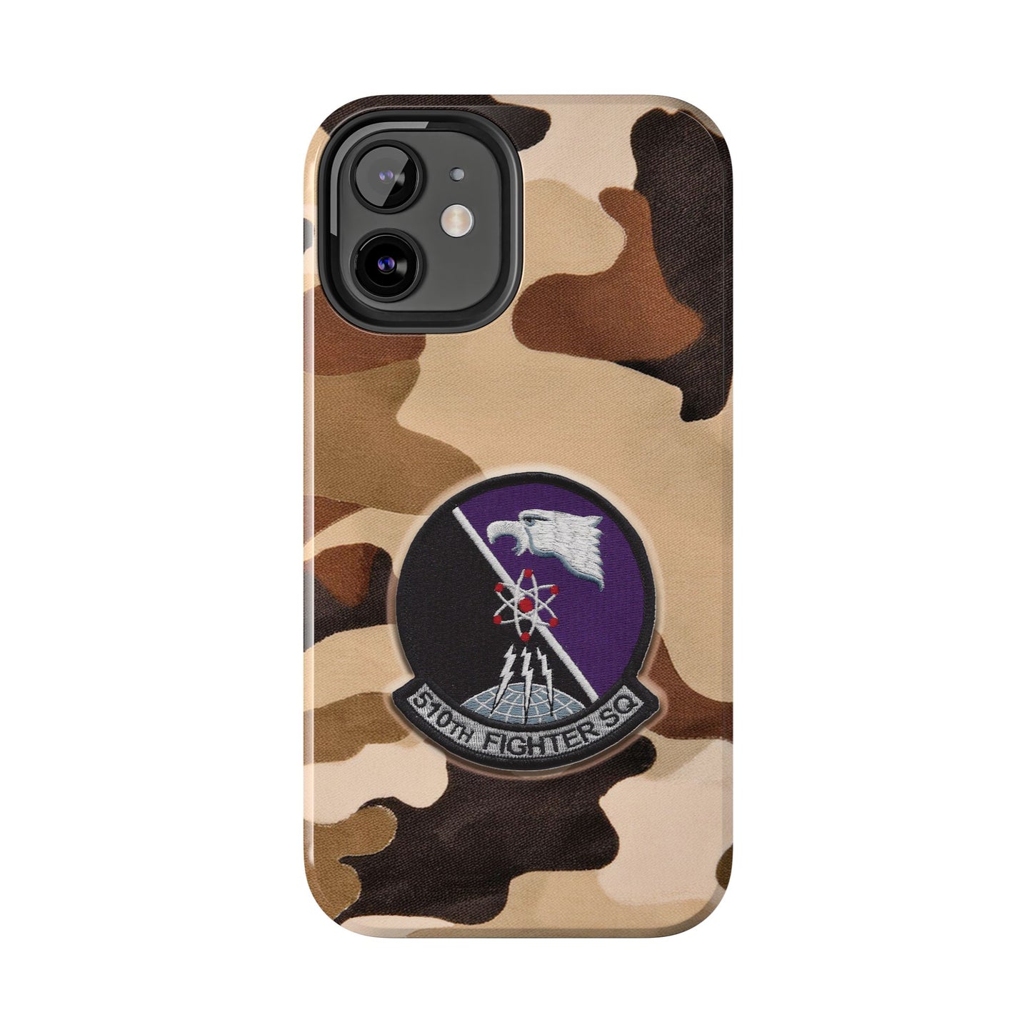 Air Force Squadron 510 iPhone Cell Phone Case, 510th Squadron Patch, Brown Camouflage