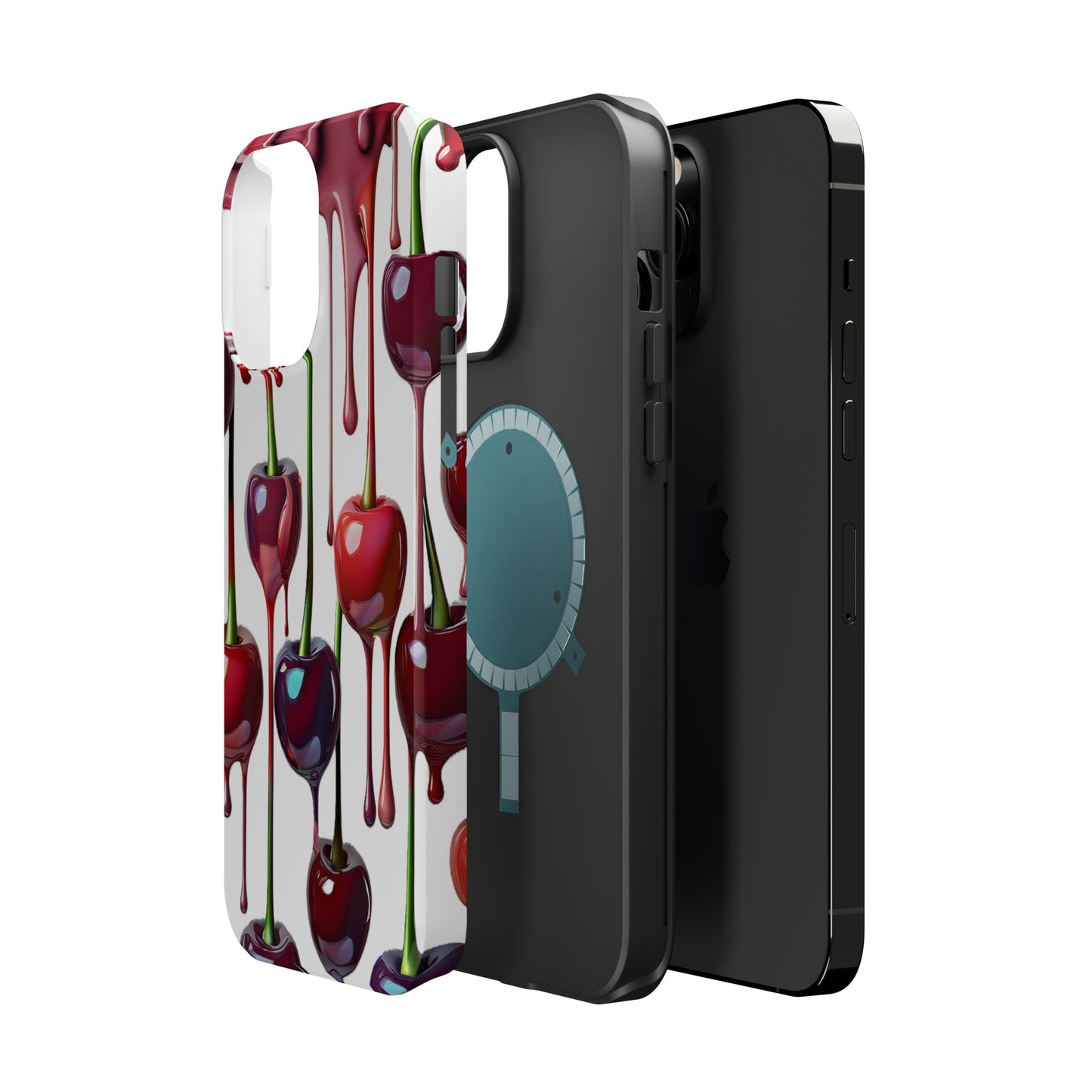 Dripping Cherry Phone Case - Cherry Design, White iPhone Magnetic Phone Case