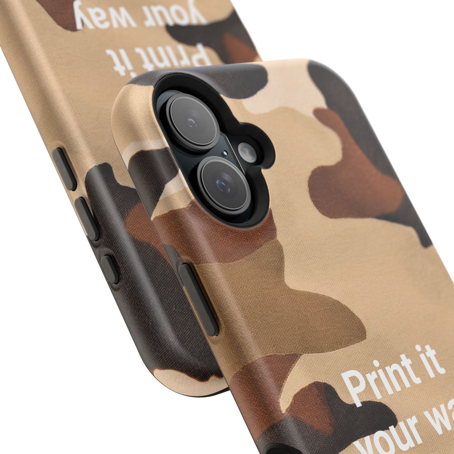 Brown Camouflage Cell Phone Case Design, Impact Resistant, Matt Finish - Customizable iPhone or Samsung Case, Protective Cover, Hard Shell,