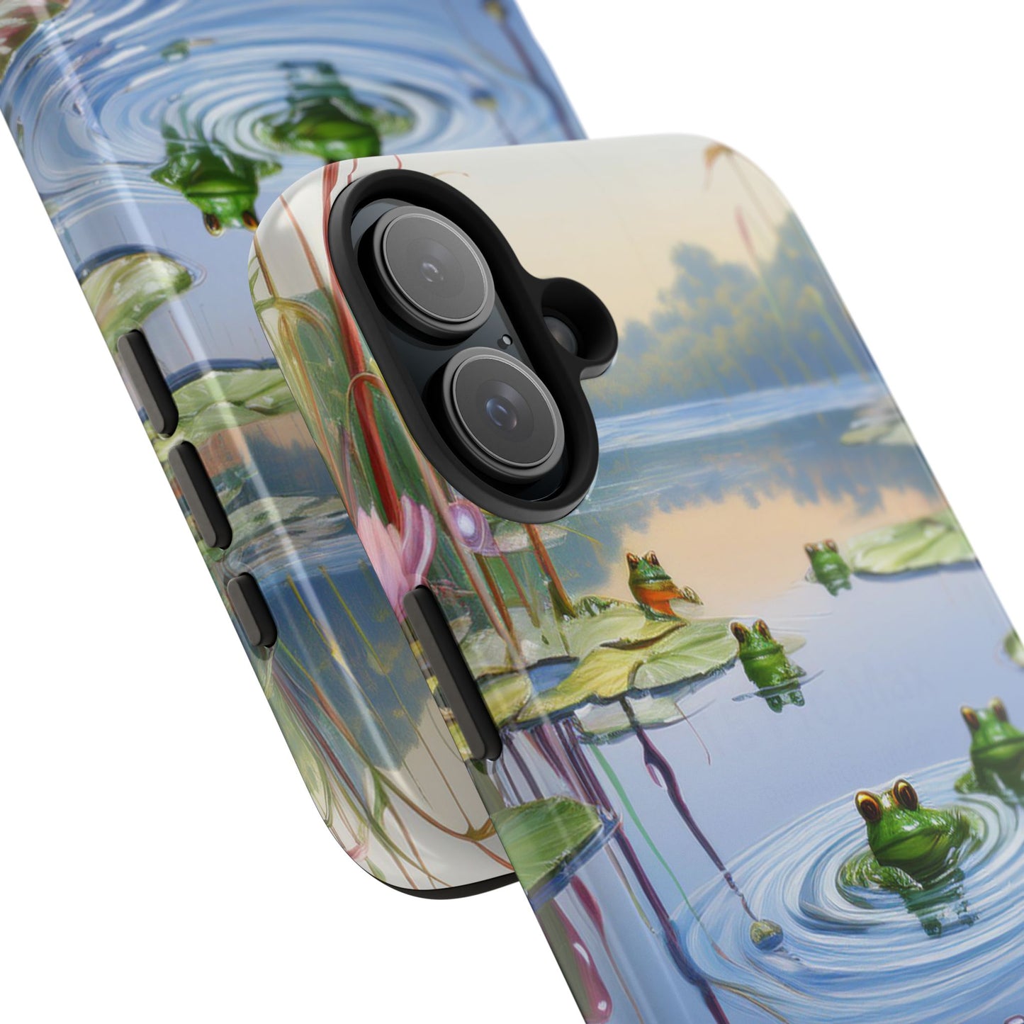 Lily Pads and Frogs Phone Case, Mountain View Raindrops Nature Scene for iPhone or Samsung Galaxy