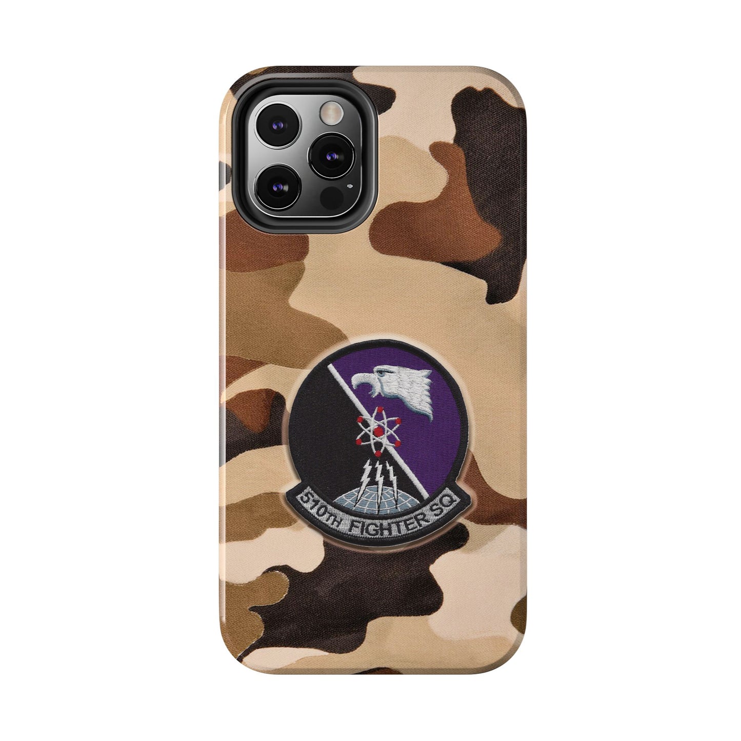 Air Force Squadron 510 iPhone Cell Phone Case, 510th Squadron Patch, Brown Camouflage