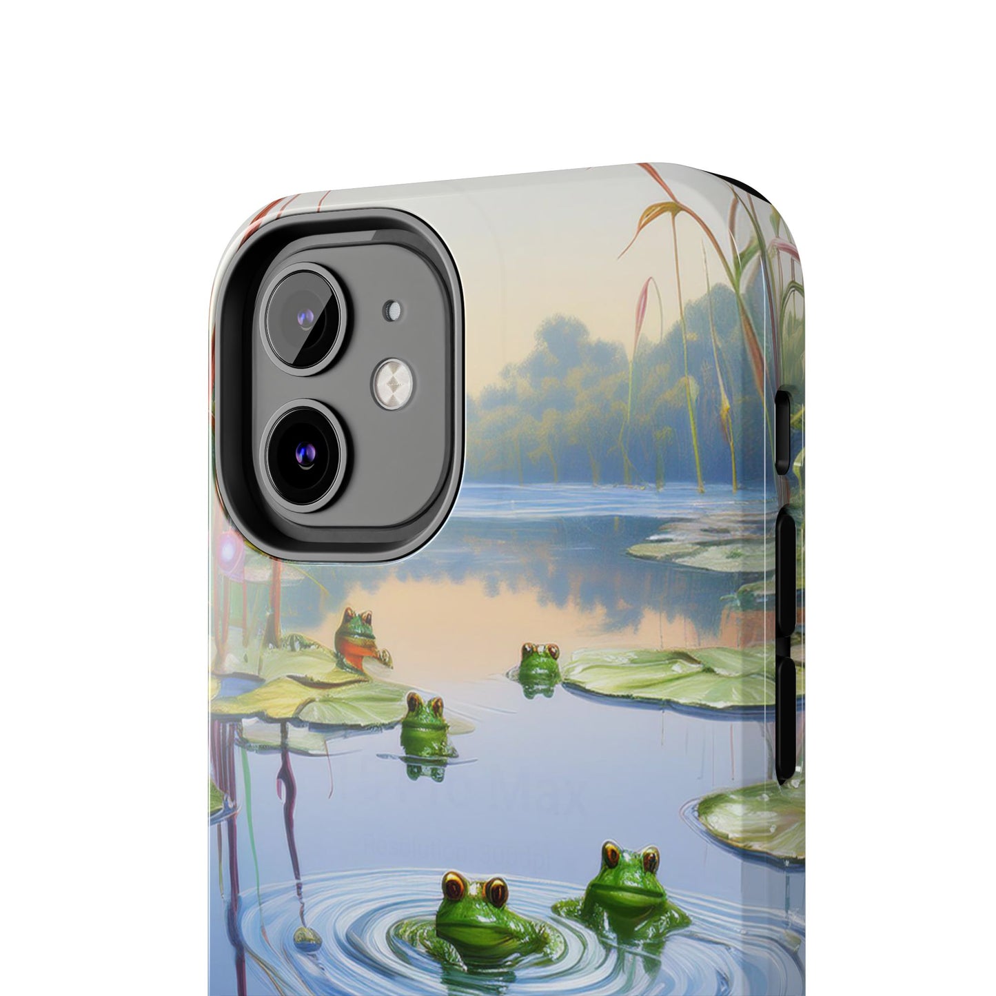 Lily Pads and Frogs Phone Case, Mountain View Raindrops Nature Scene for iPhone or Samsung Galaxy
