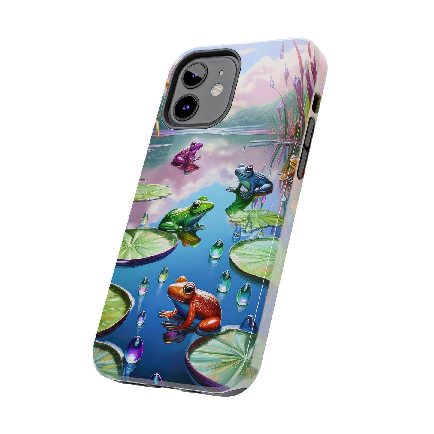 Lily Pads and Frogs Phone Case, Mountain View Raindrops Nature Scene for iPhone or Samsung Galaxy
