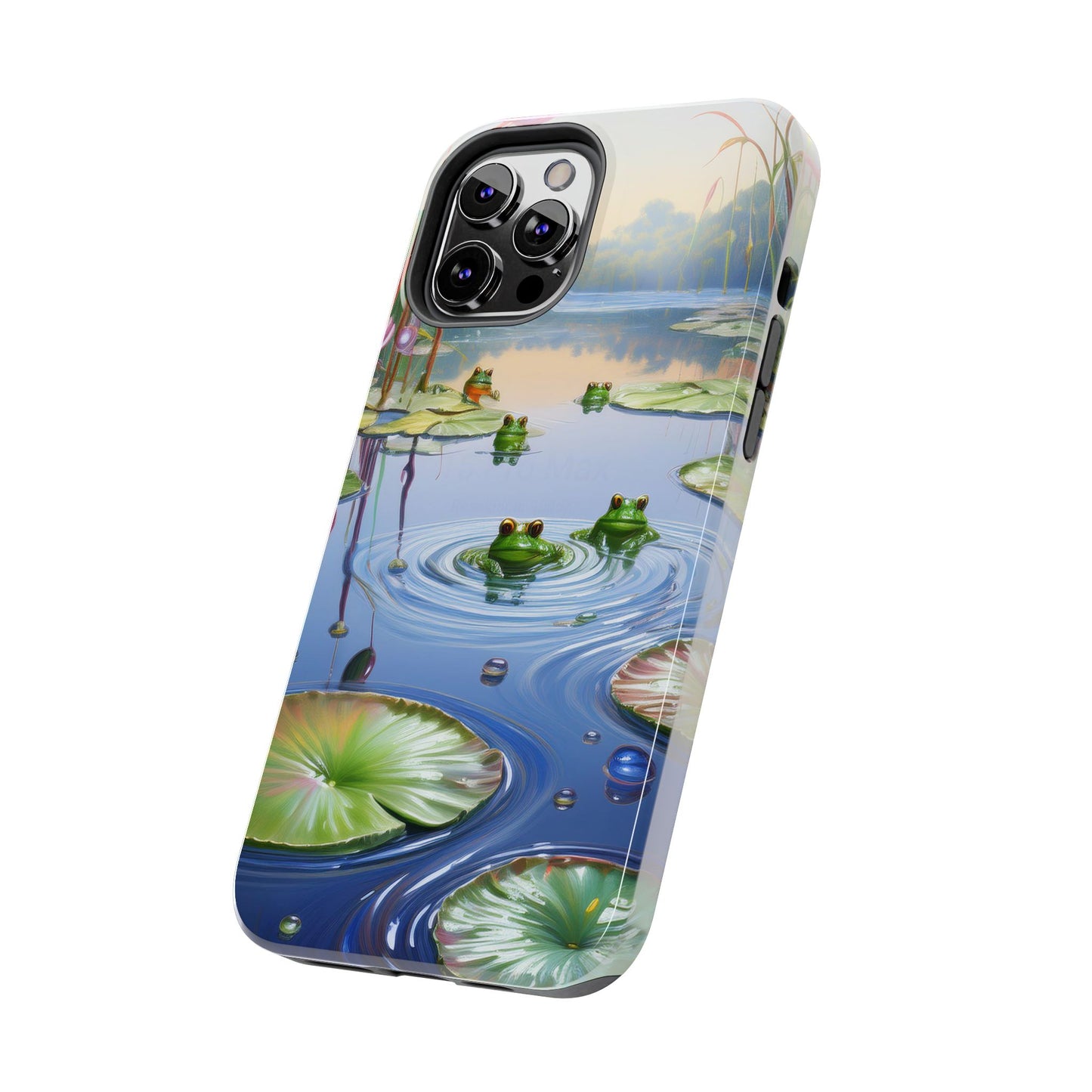 Lily Pads and Frogs Phone Case, Mountain View Raindrops Nature Scene for iPhone or Samsung Galaxy