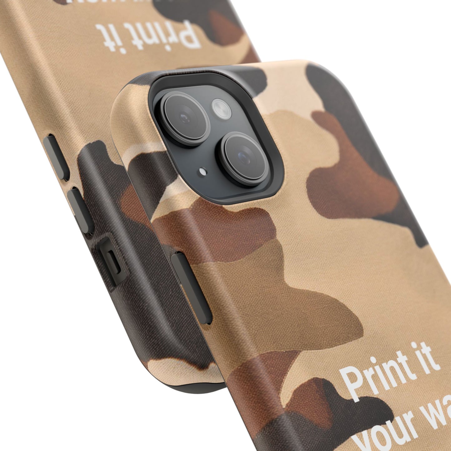 Brown Camouflage Cell Phone Case Design, Impact Resistant, Matt Finish - Customizable iPhone or Samsung Case, Protective Cover, Hard Shell,