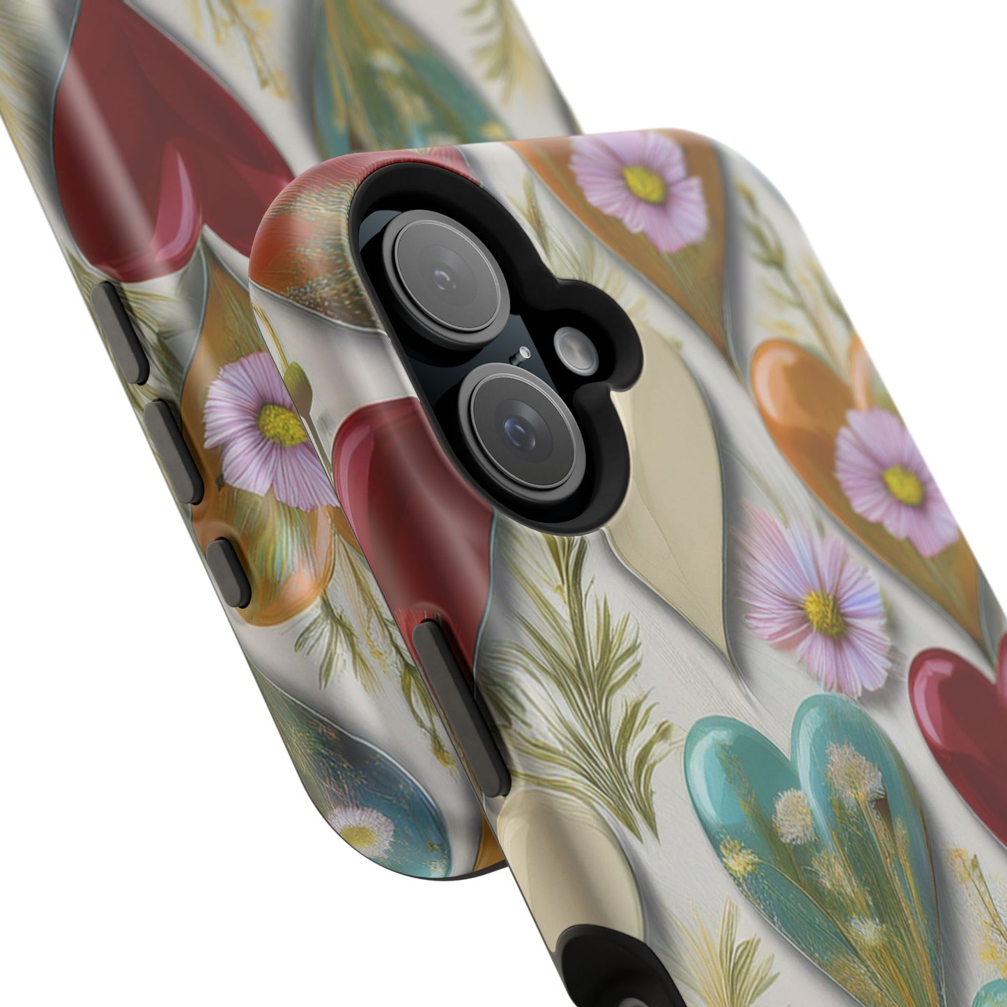 MagSafe Hearts and Flowers Phone Case, Top Trending iPhone Phone Case, Vibrant Phone Case