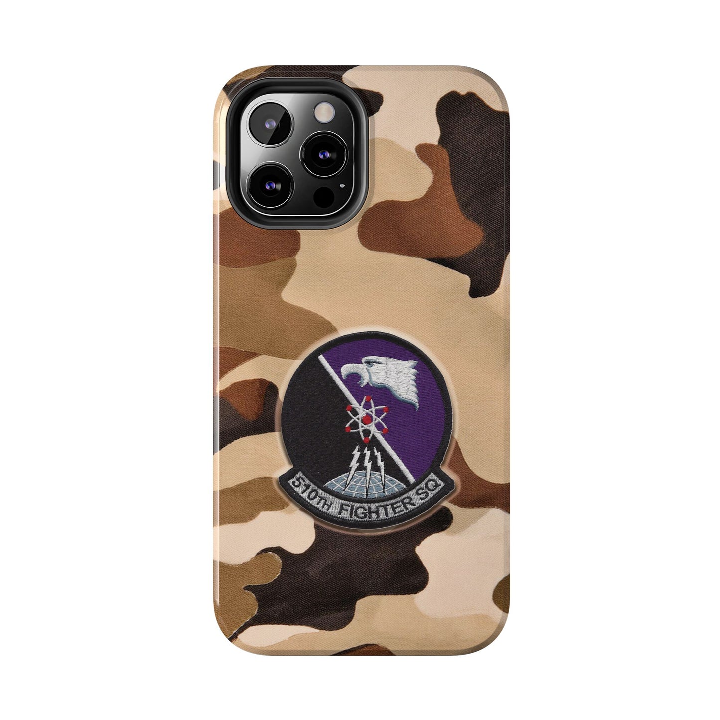Air Force Squadron 510 iPhone Cell Phone Case, 510th Squadron Patch, Brown Camouflage