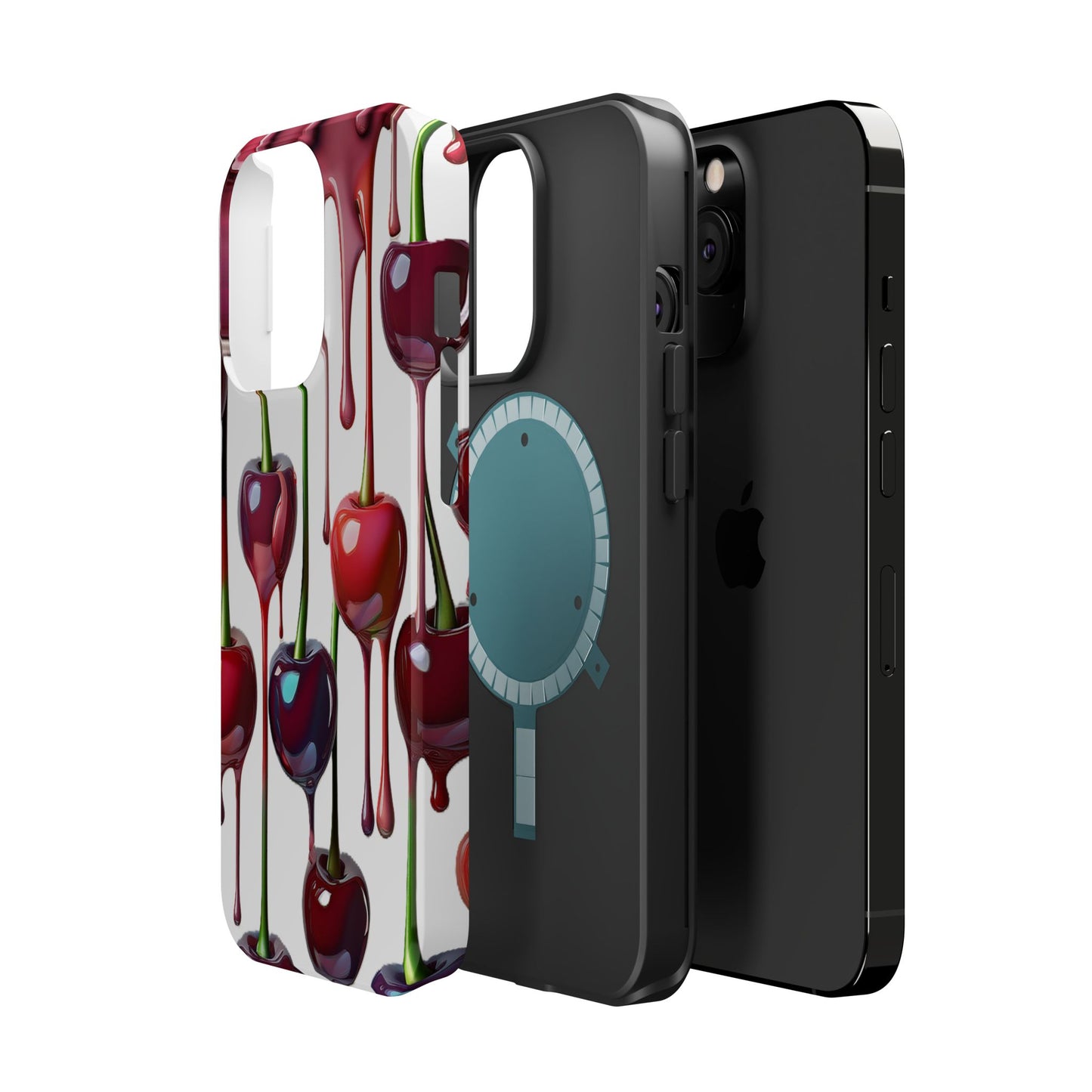 Dripping Cherry Phone Case - Cherry Design, White iPhone Magnetic Phone Case