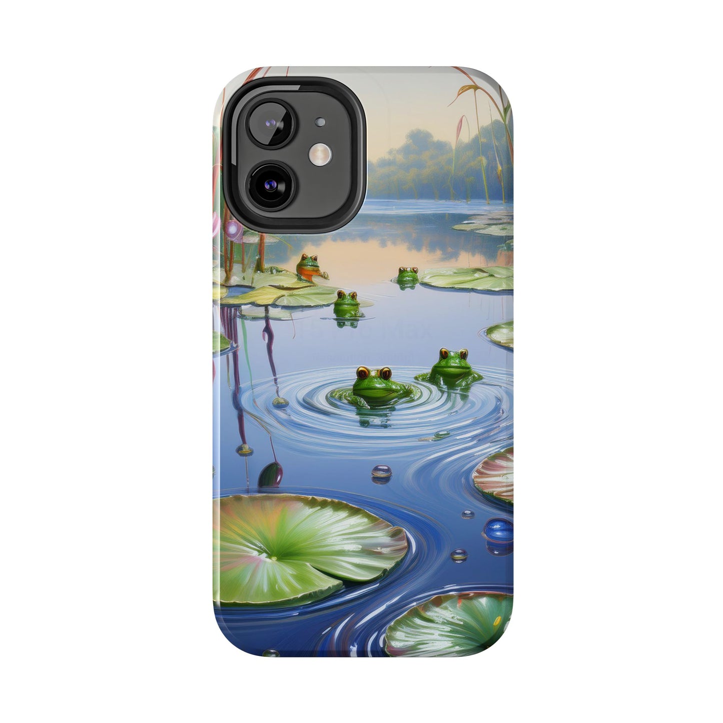 Lily Pads and Frogs Phone Case, Mountain View Raindrops Nature Scene for iPhone or Samsung Galaxy