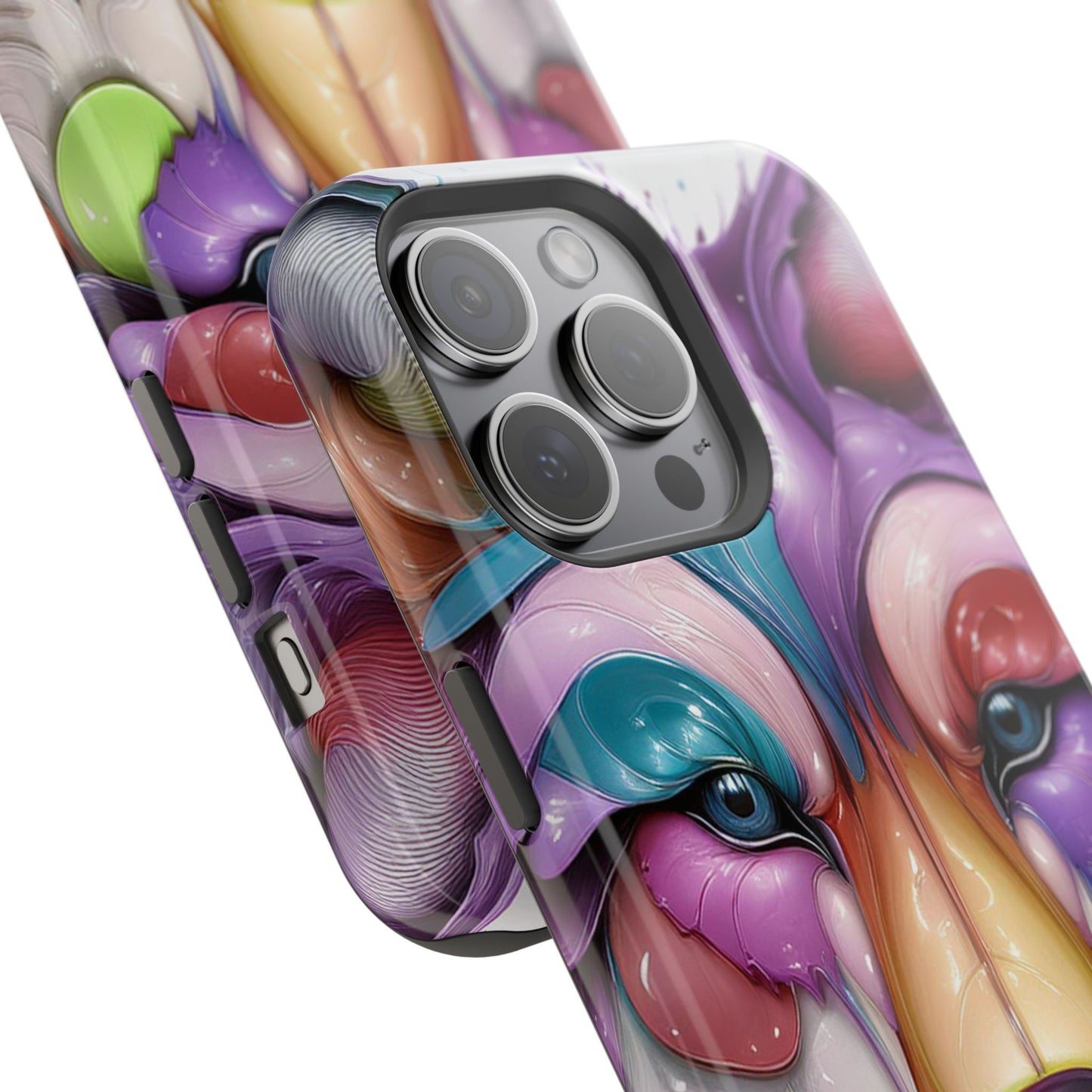 MagSafe iPhone Case with Vibrant Wolf Design, Unique Trending Phone Case, Edgy Colored Wolf Art for iPhone 16, 15, 14, 13 Pro & Plus