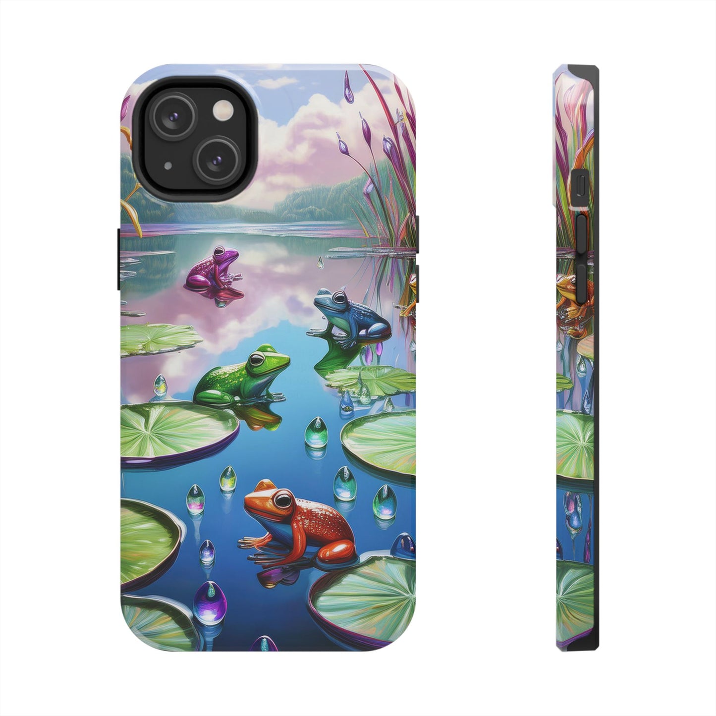 Lily Pads and Frogs Phone Case, Mountain View Raindrops Nature Scene for iPhone or Samsung Galaxy
