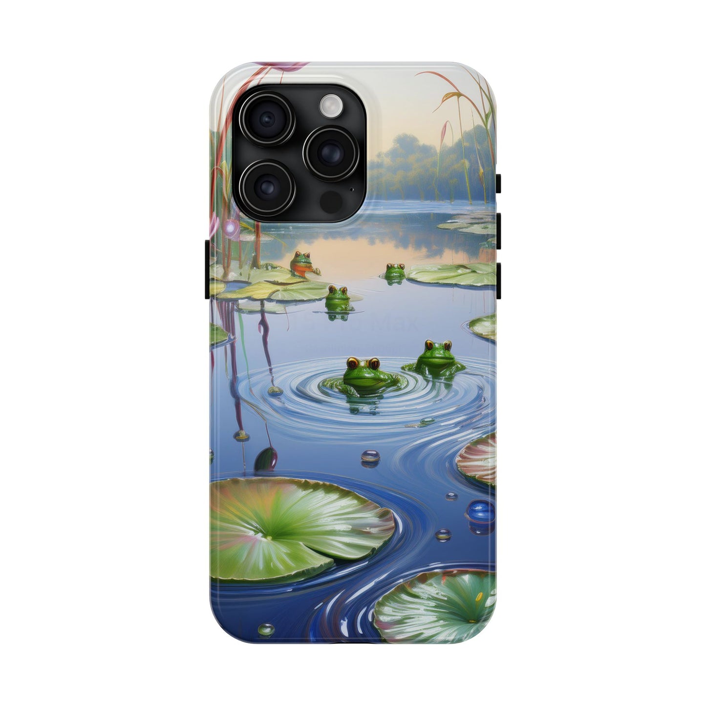 Lily Pads and Frogs Phone Case, Mountain View Raindrops Nature Scene for iPhone or Samsung Galaxy