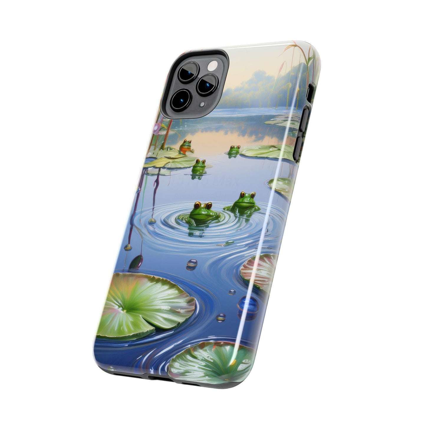 Lily Pads and Frogs Phone Case, Mountain View Raindrops Nature Scene for iPhone or Samsung Galaxy