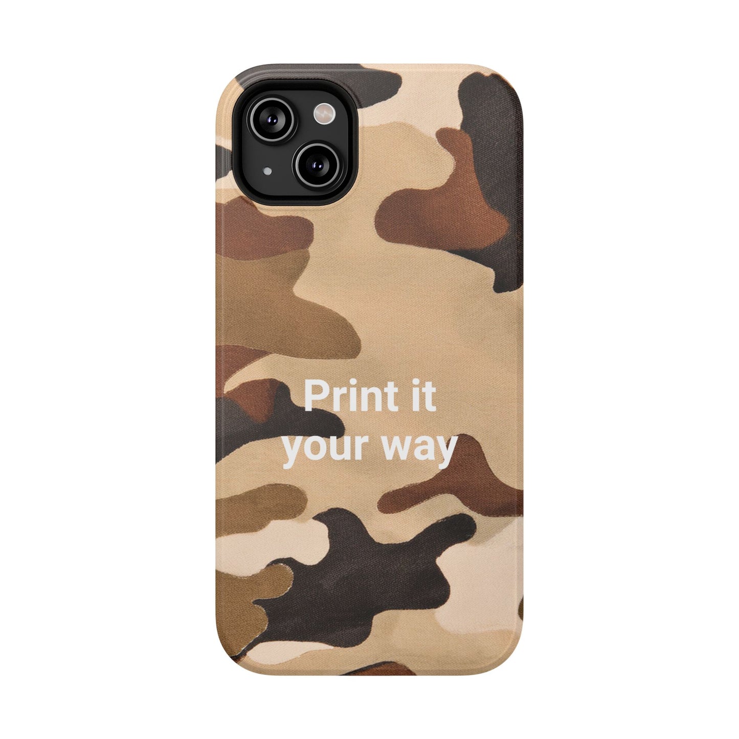 Brown Camouflage Cell Phone Case Design, Impact Resistant, Matt Finish - Customizable iPhone or Samsung Case, Protective Cover, Hard Shell,