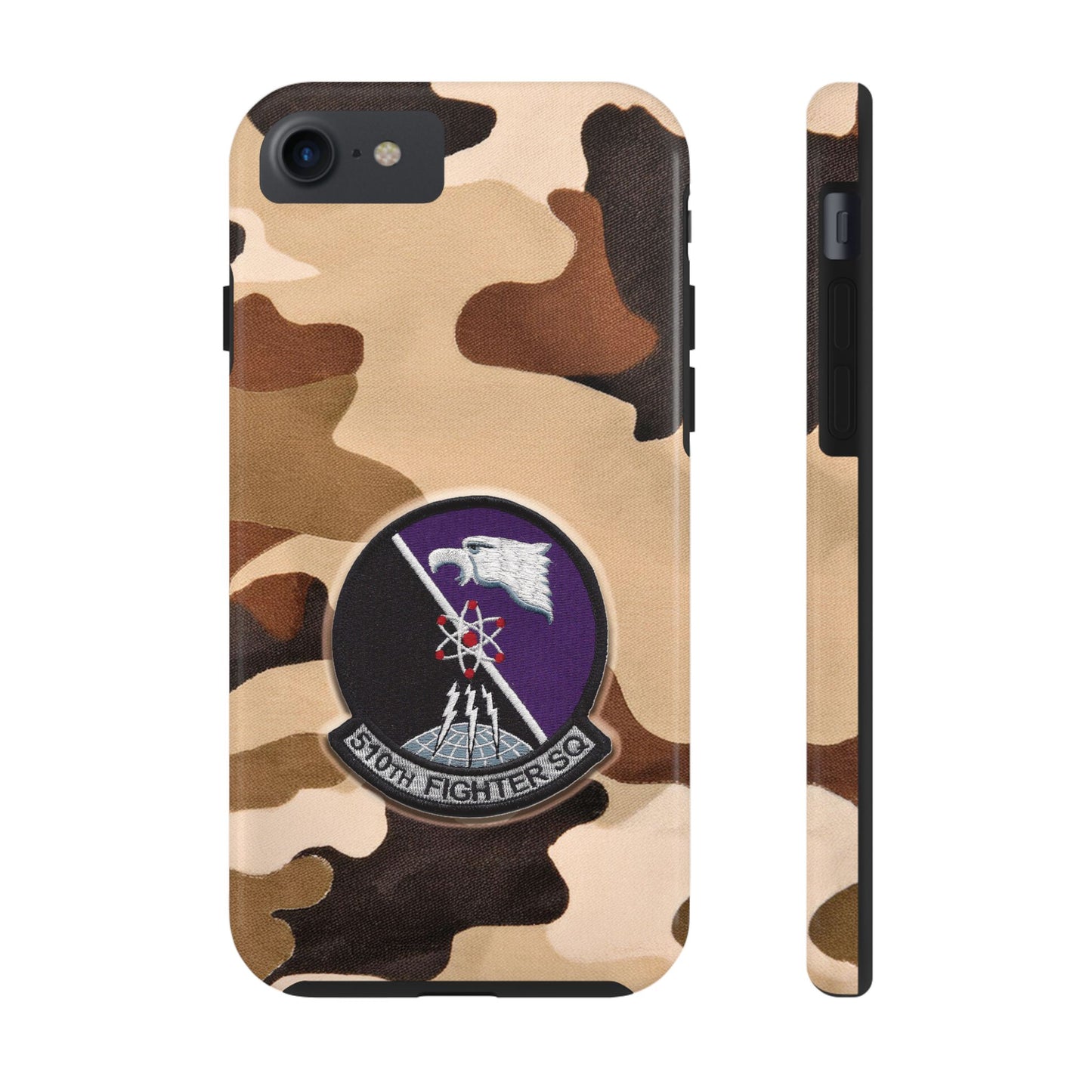 Air Force Squadron 510 iPhone Cell Phone Case, 510th Squadron Patch, Brown Camouflage