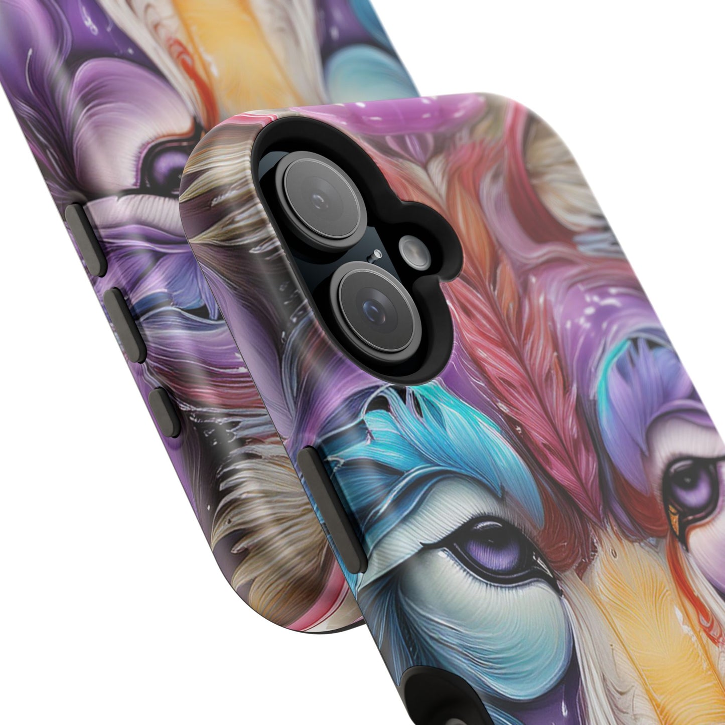 Mag Safe Vibrant Wolf Art - Colorful Wolf Design, Magnetic Phone Case, Trending iPhone Case
