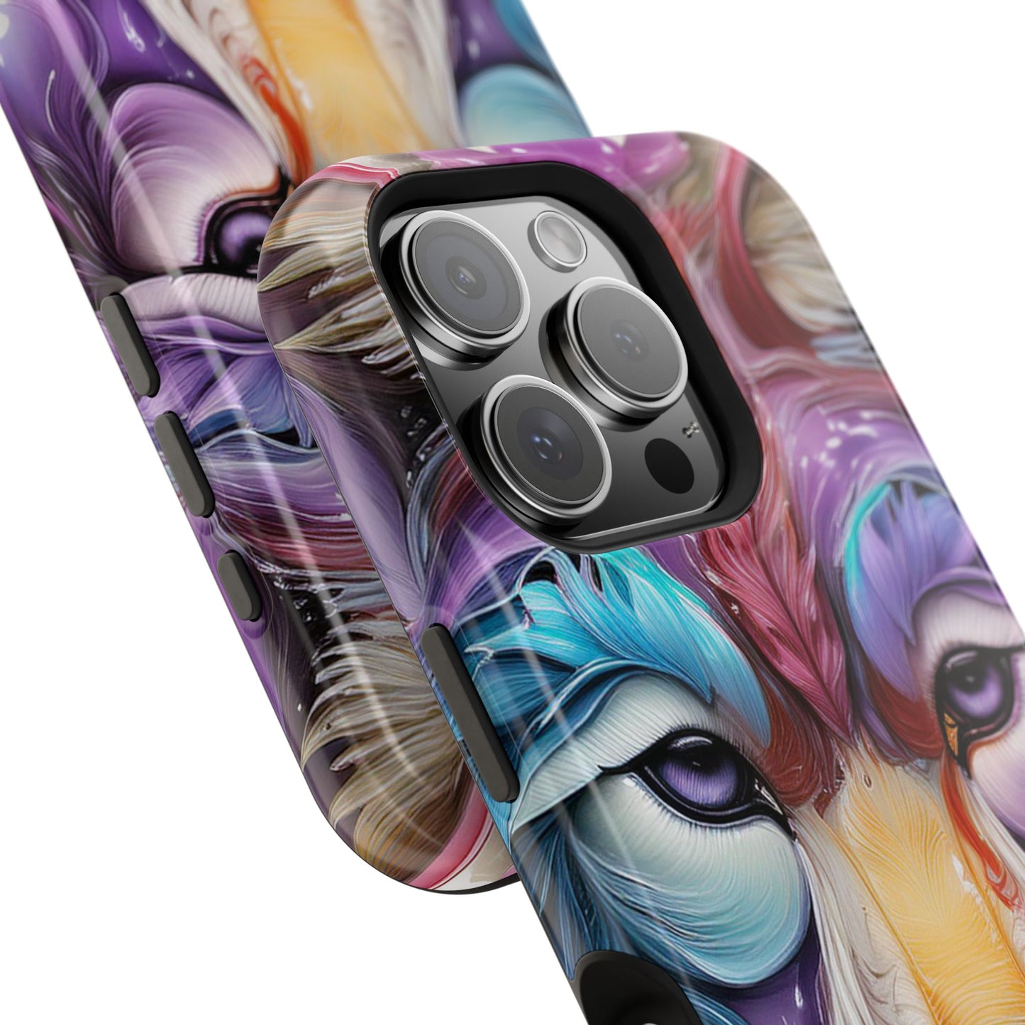 Mag Safe Vibrant Wolf Art - Colorful Wolf Design, Magnetic Phone Case, Trending iPhone Case