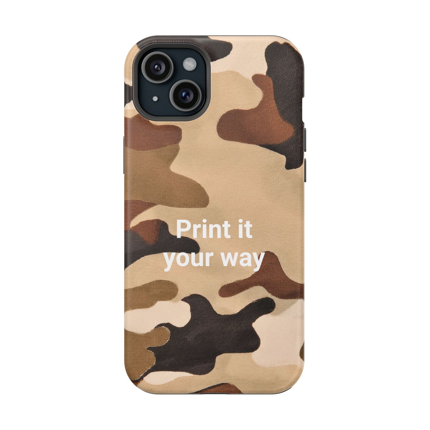 Brown Camouflage Cell Phone Case Design, Impact Resistant, Matt Finish - Customizable iPhone or Samsung Case, Protective Cover, Hard Shell,