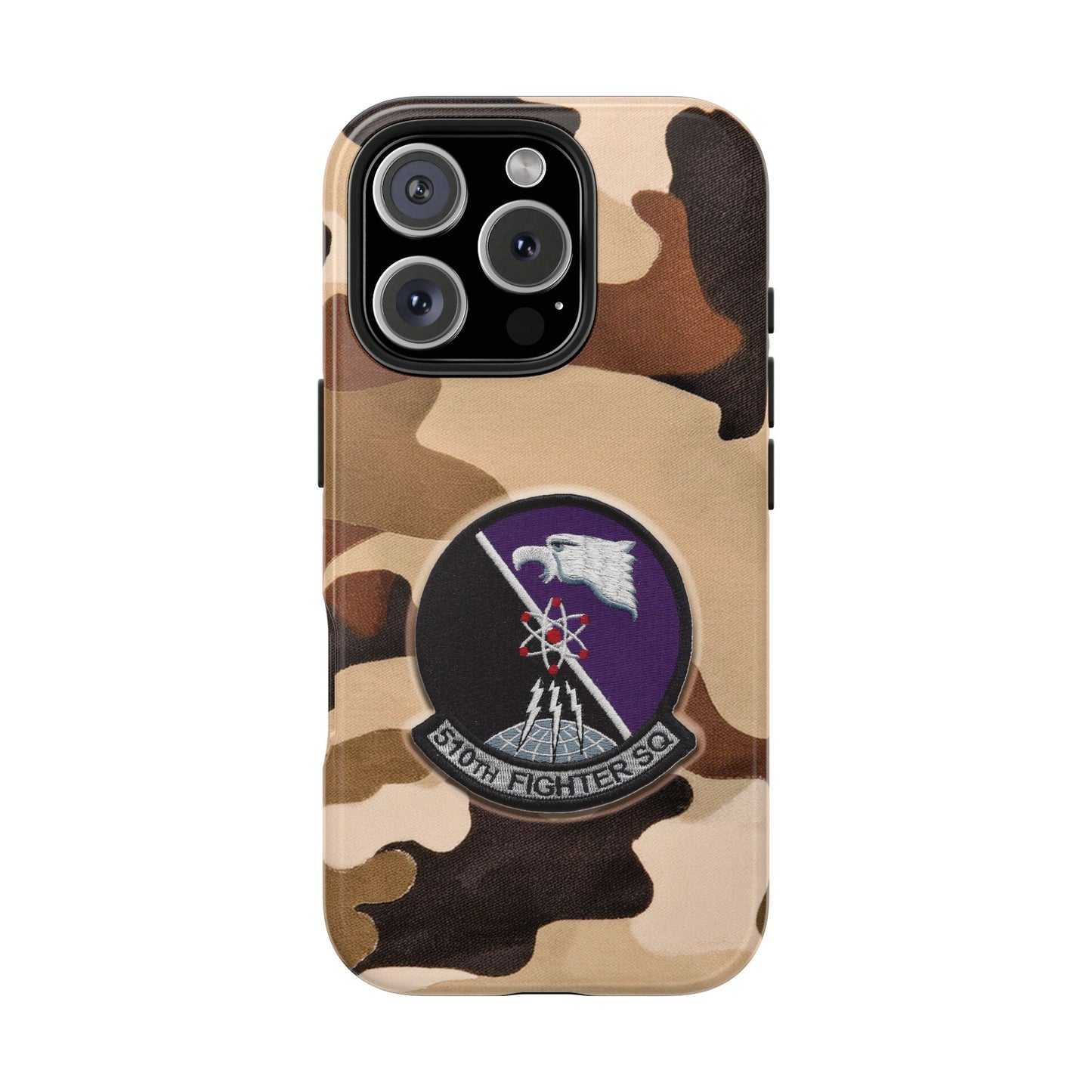 Air Force Squadron 510 iPhone Cell Phone Case, 510th Squadron Patch, Brown Camouflage