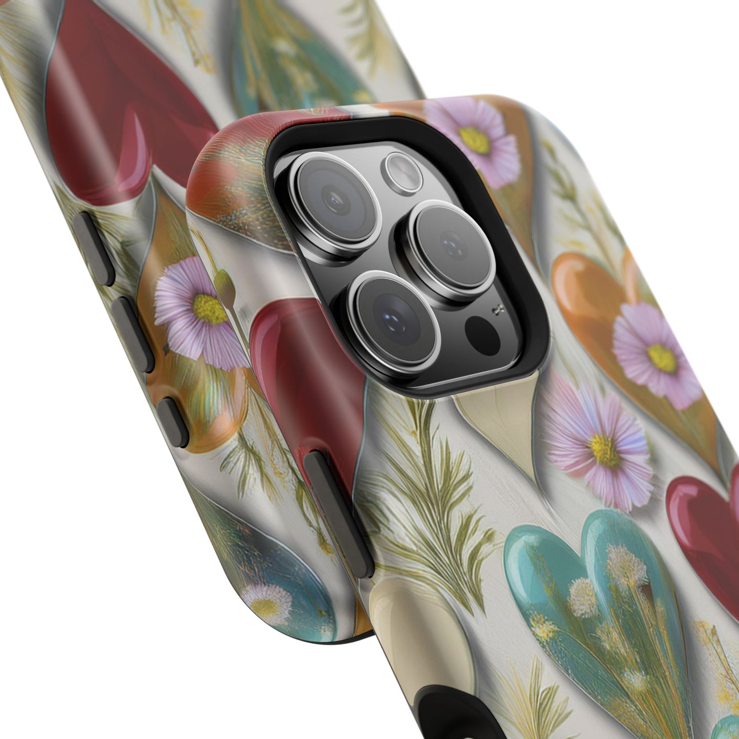 MagSafe Hearts and Flowers Phone Case, Top Trending iPhone Phone Case, Vibrant Phone Case