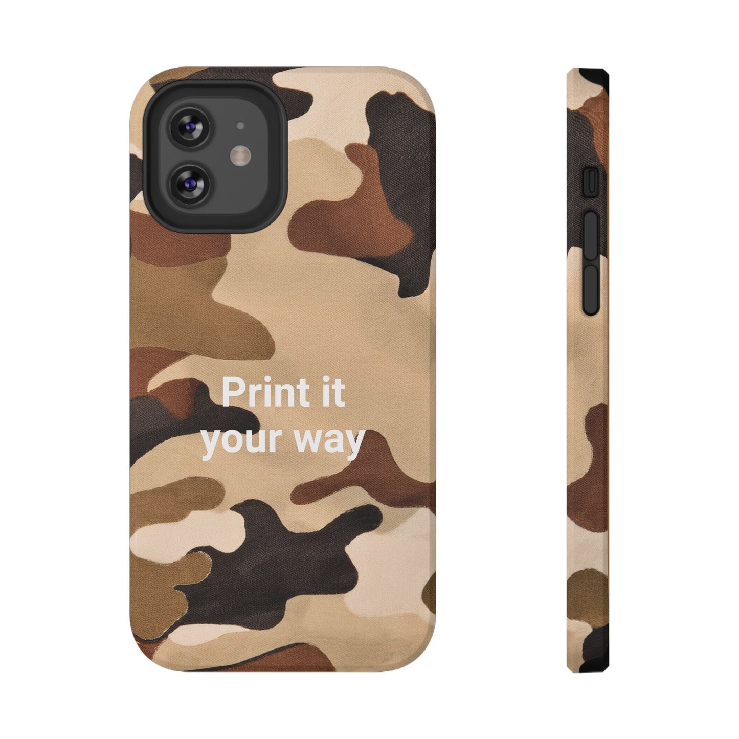 Brown Camouflage Cell Phone Case Design, Impact Resistant, Matt Finish - Customizable iPhone or Samsung Case, Protective Cover, Hard Shell,