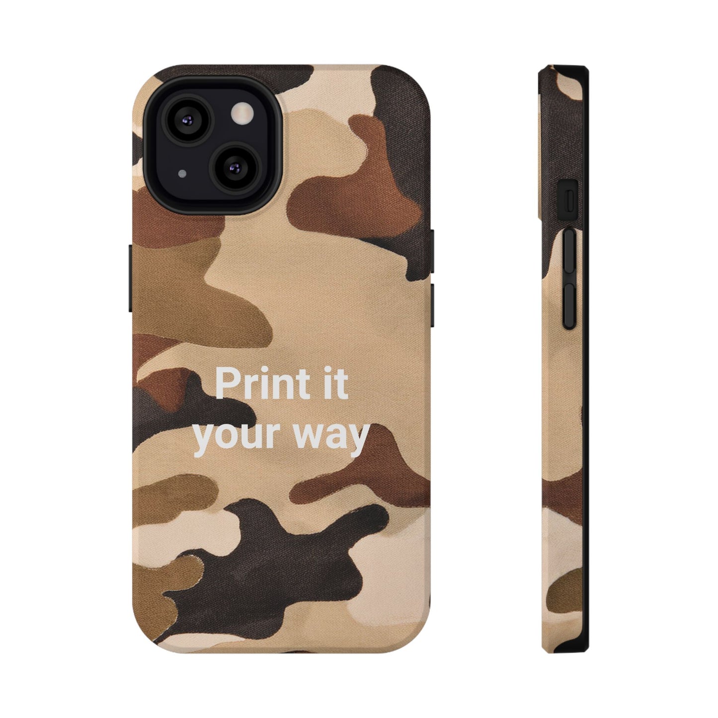 Brown Camouflage Cell Phone Case Design, Impact Resistant, Matt Finish - Customizable iPhone or Samsung Case, Protective Cover, Hard Shell,