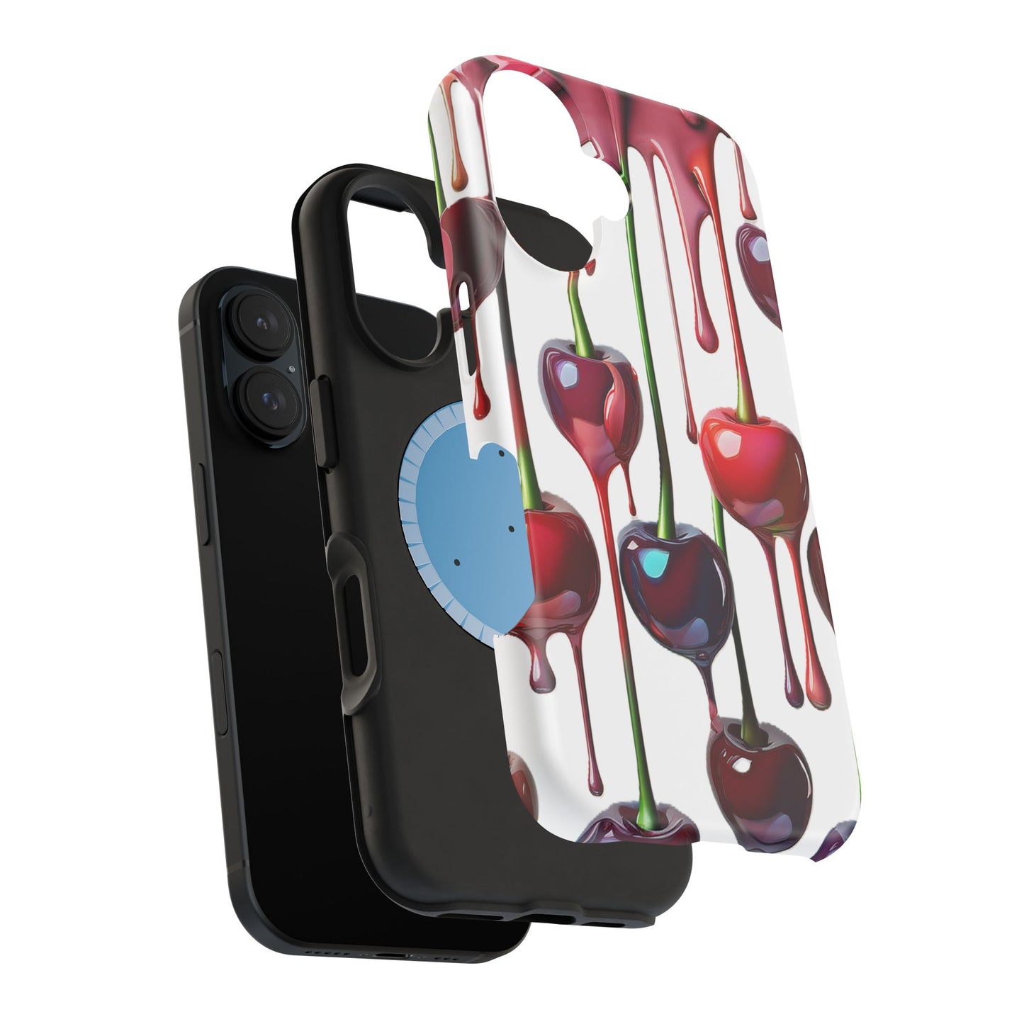Dripping Cherry Phone Case - Cherry Design, White iPhone Magnetic Phone Case
