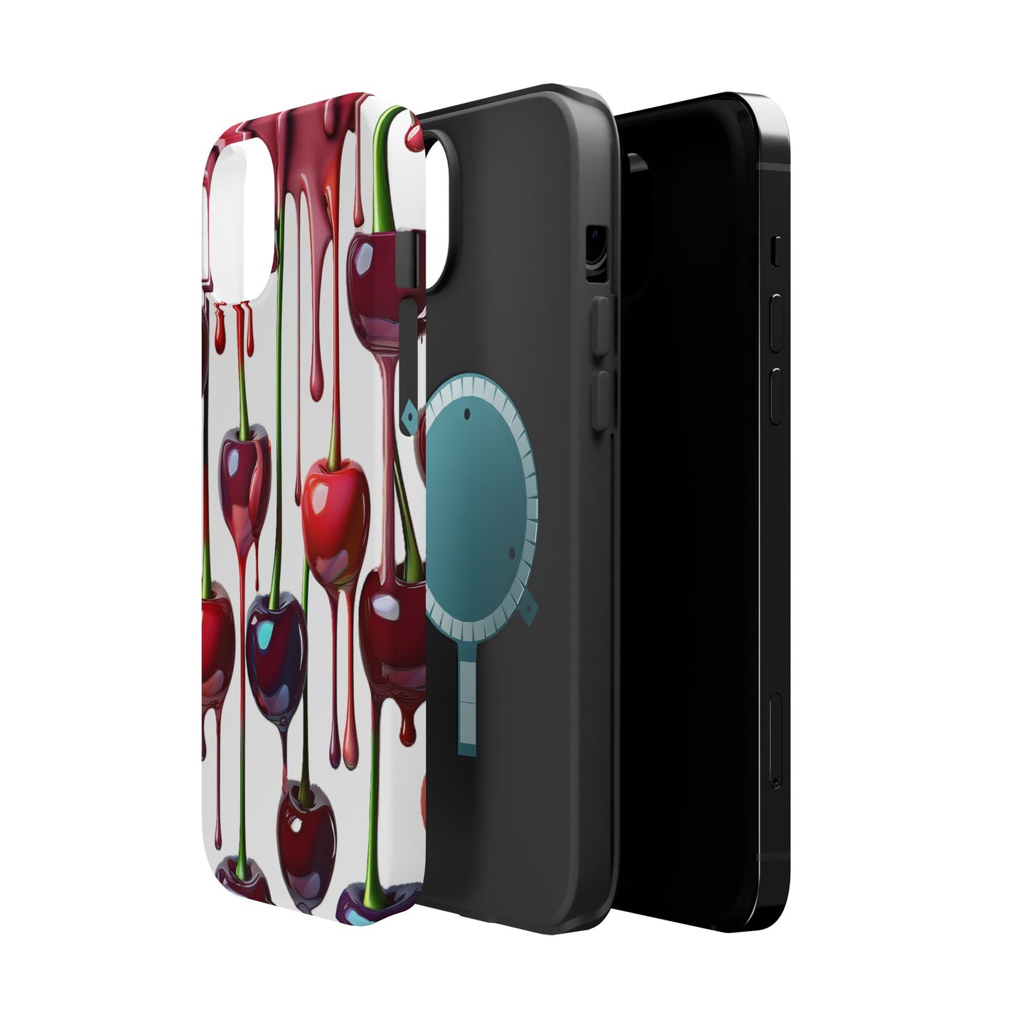 Dripping Cherry Phone Case - Cherry Design, White iPhone Magnetic Phone Case