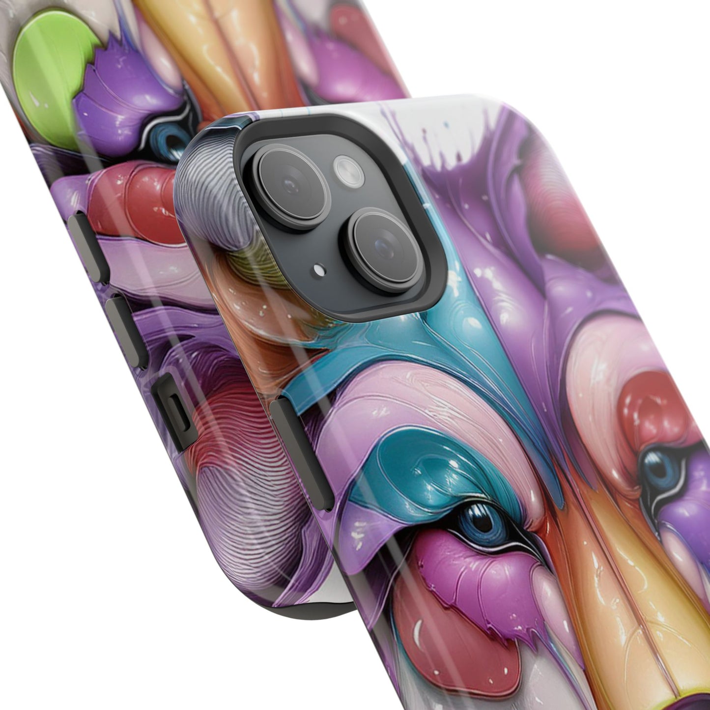 MagSafe iPhone Case with Vibrant Wolf Design, Unique Trending Phone Case, Edgy Colored Wolf Art for iPhone 16, 15, 14, 13 Pro & Plus