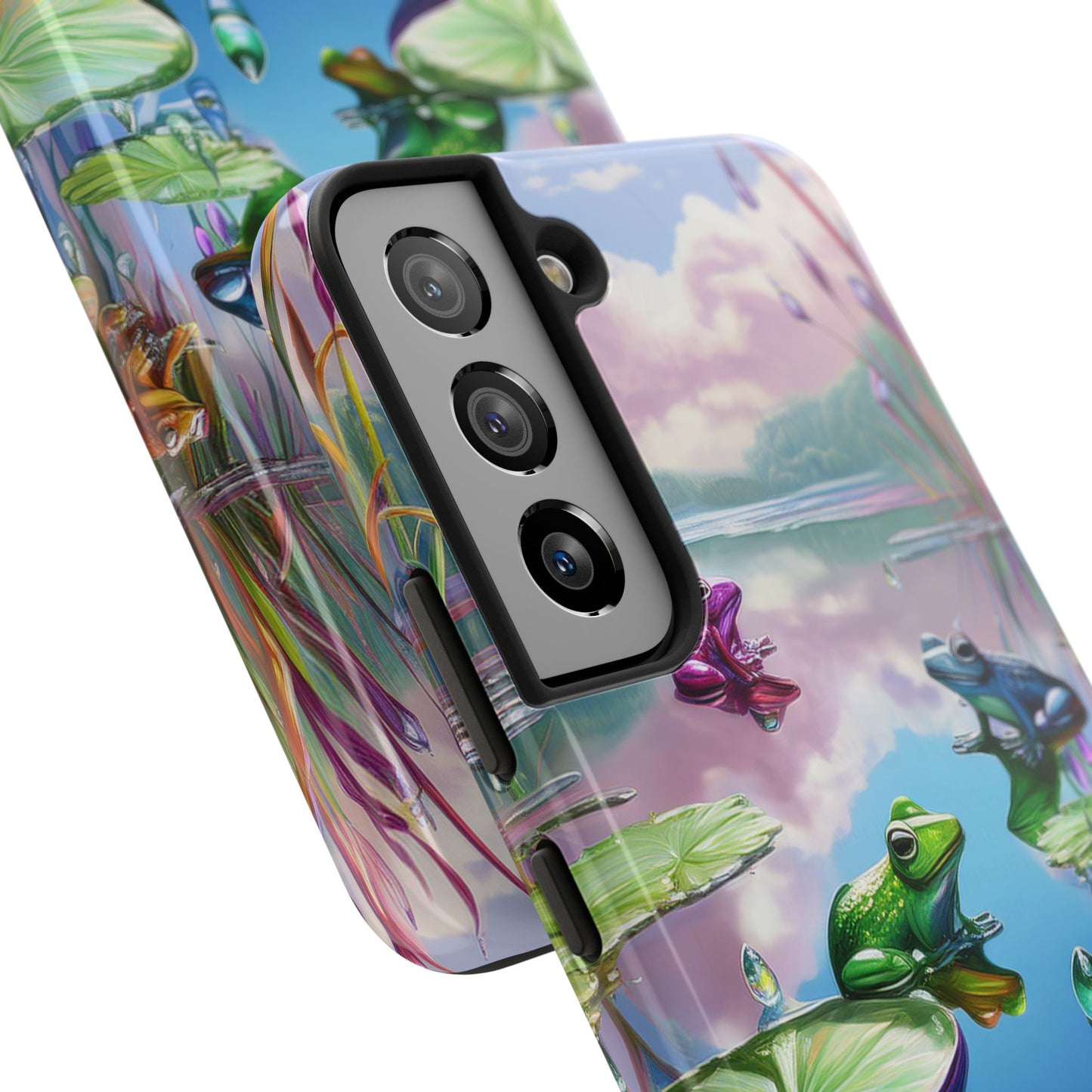 Lily Pads and Frogs Phone Case, Mountain View Raindrops Nature Scene for iPhone or Samsung Galaxy
