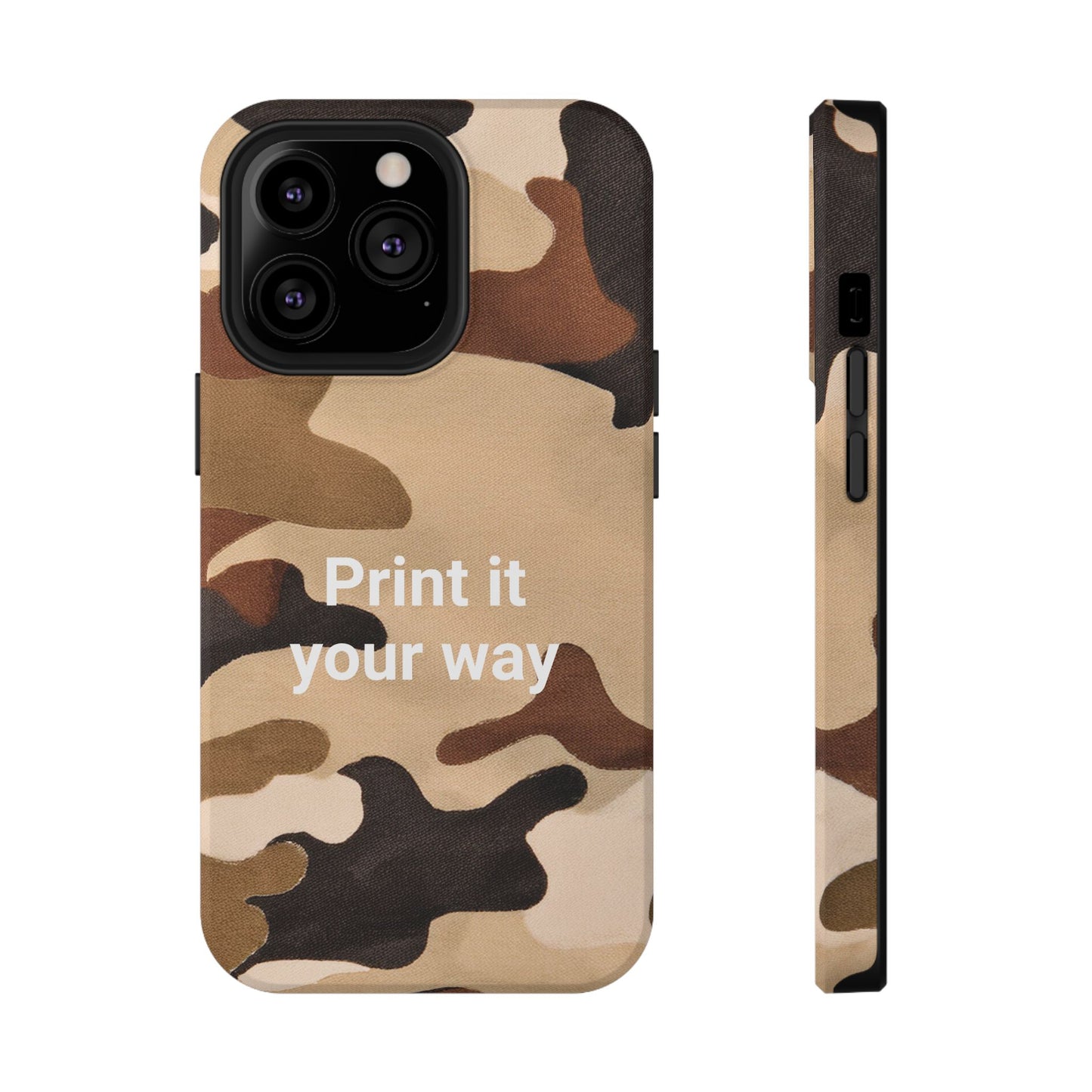 Brown Camouflage Cell Phone Case Design, Impact Resistant, Matt Finish - Customizable iPhone or Samsung Case, Protective Cover, Hard Shell,