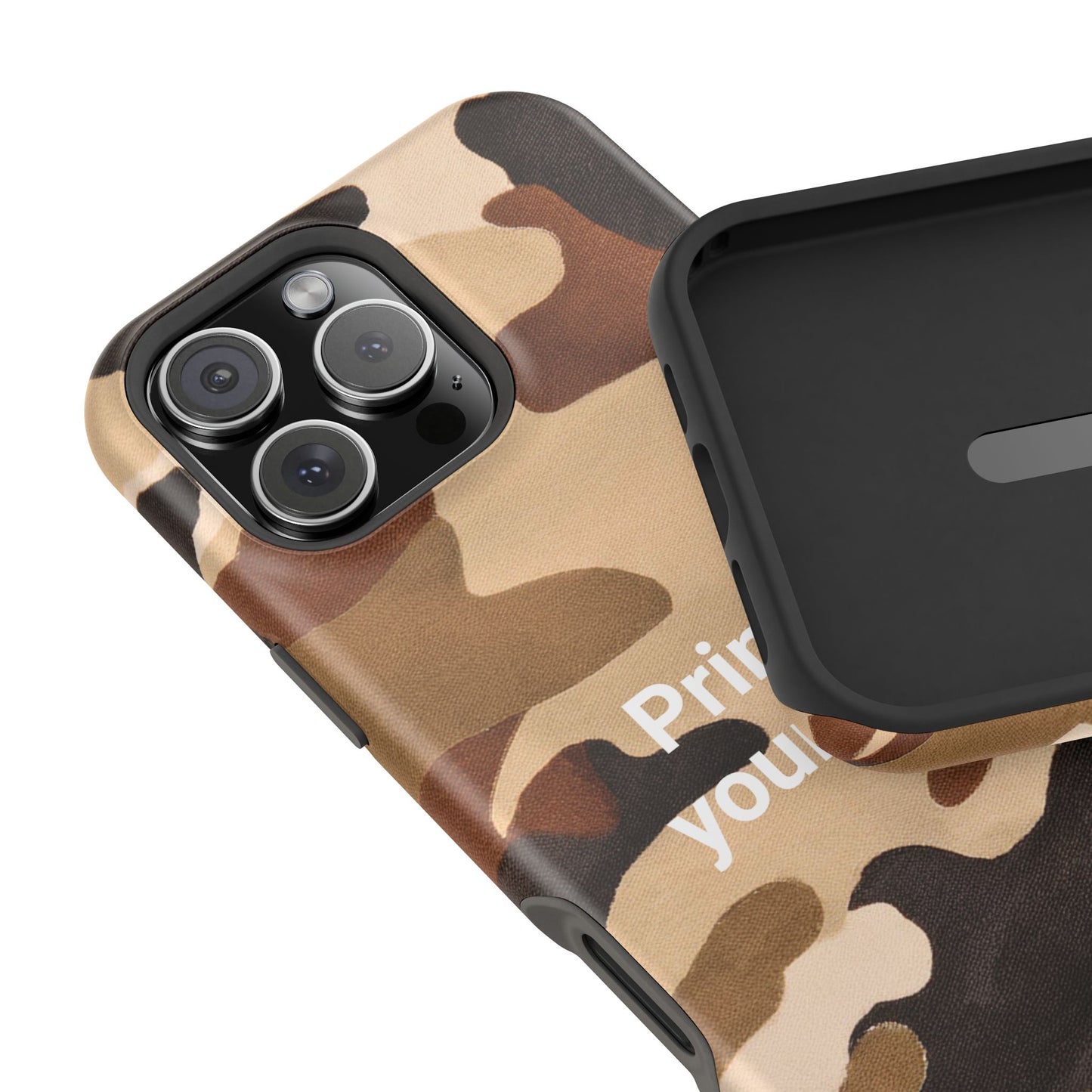 Brown Camouflage Cell Phone Case Design, Impact Resistant, Matt Finish - Customizable iPhone or Samsung Case, Protective Cover, Hard Shell,