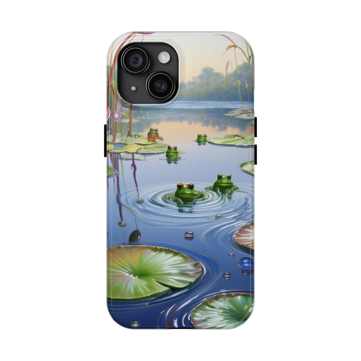 Lily Pads and Frogs Phone Case, Mountain View Raindrops Nature Scene for iPhone or Samsung Galaxy