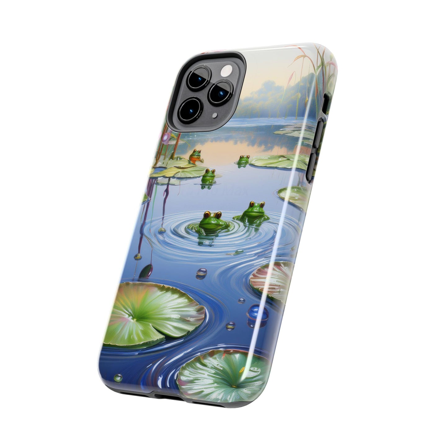 Lily Pads and Frogs Phone Case, Mountain View Raindrops Nature Scene for iPhone or Samsung Galaxy