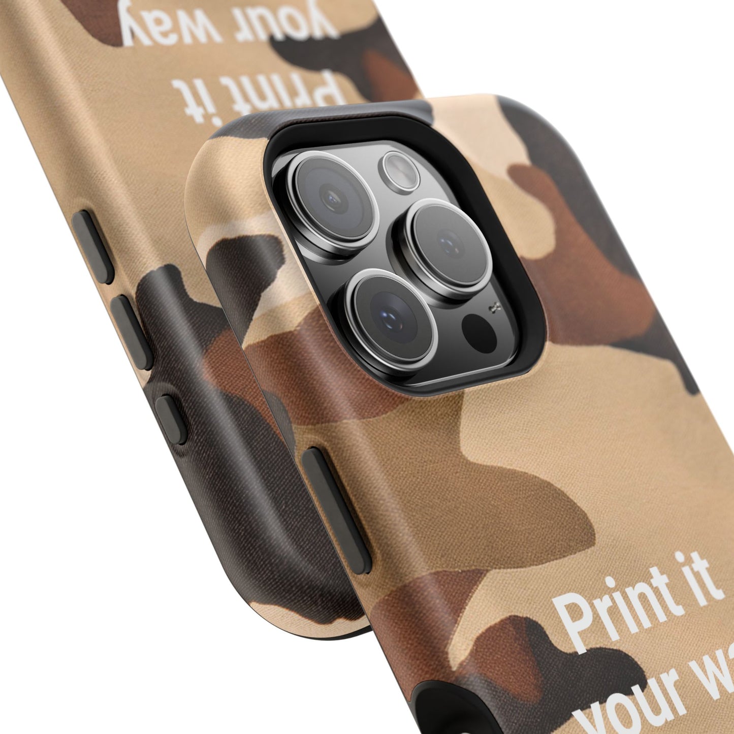 Brown Camouflage Cell Phone Case Design, Impact Resistant, Matt Finish - Customizable iPhone or Samsung Case, Protective Cover, Hard Shell,