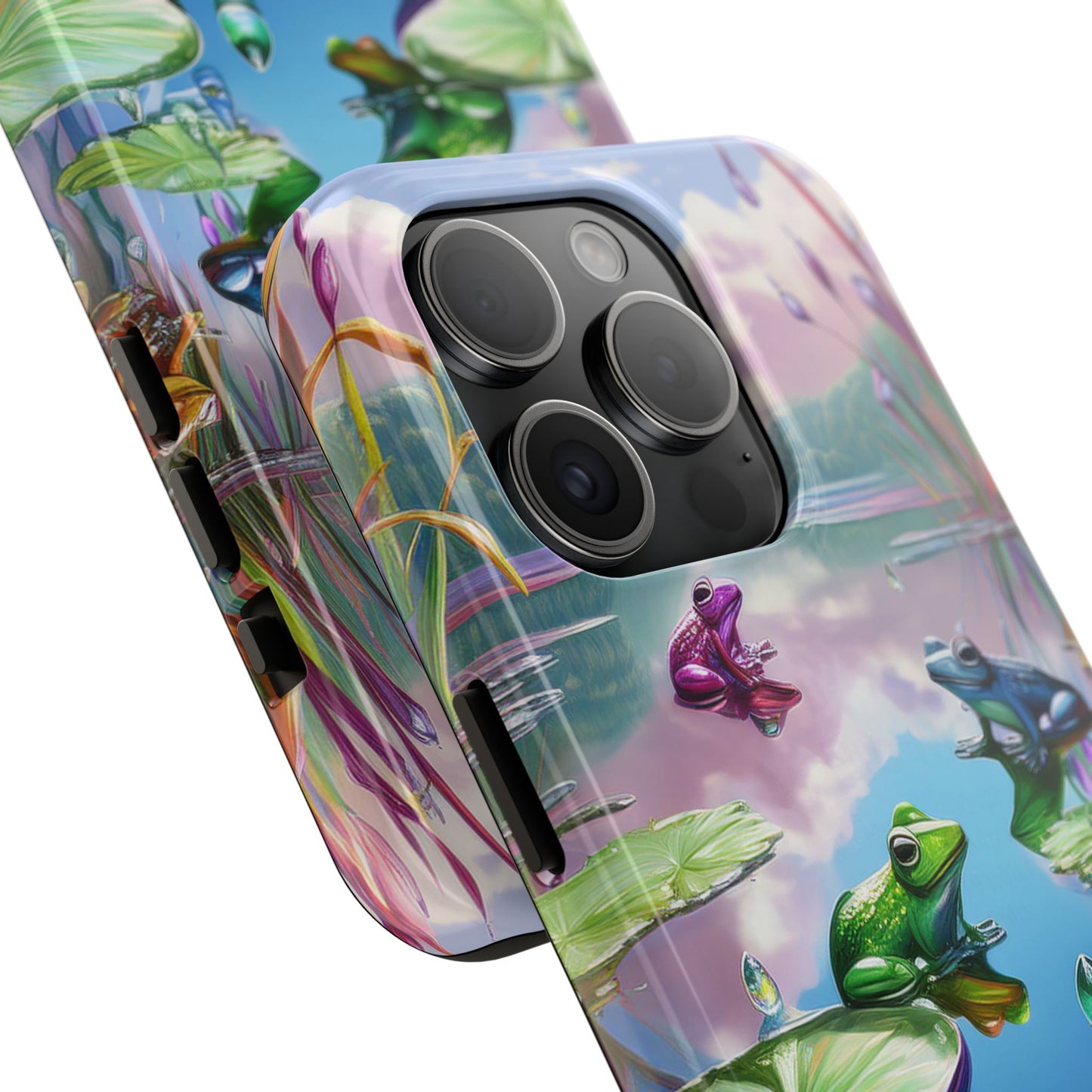 Lily Pads and Frogs Phone Case, Mountain View Raindrops Nature Scene for iPhone or Samsung Galaxy